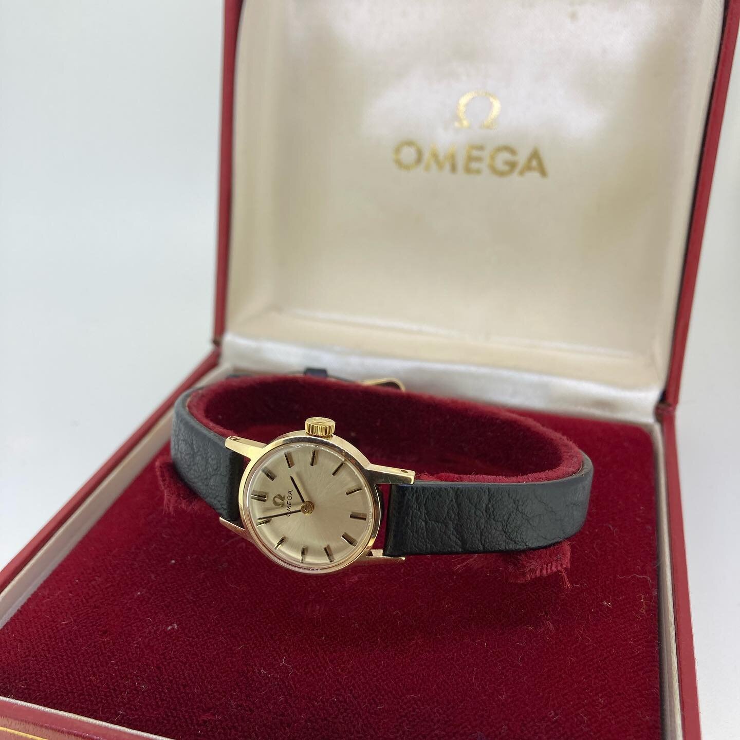 Vintage Ladies Gold Omega
 
Mechanical movement with original box and papers and fully serviced. 
 
Original Omega 9ct buckle and button. London 1966. &pound;435