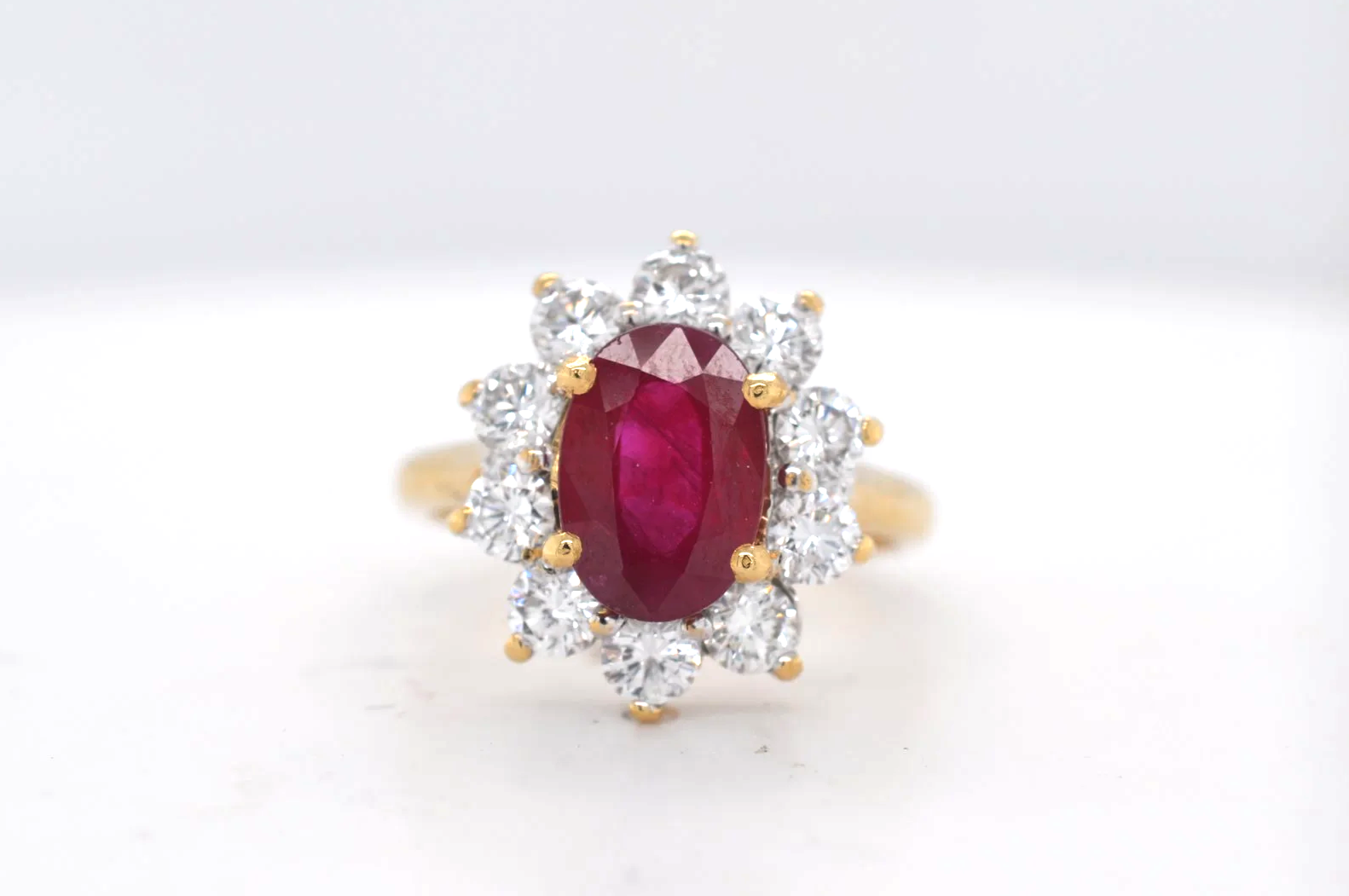 18ct Ruby & Diamond Cluster Ring Price Band O (£5,000 Plus) 