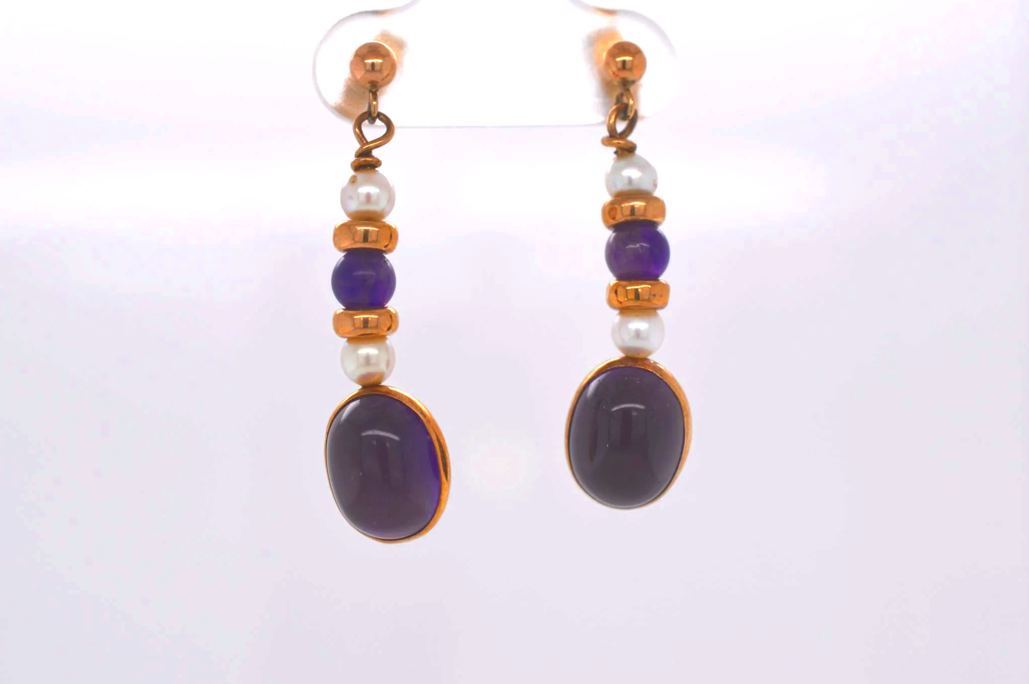 9ct Amethyst & pearl Droppers Price Band A (£0 - £250) ED21