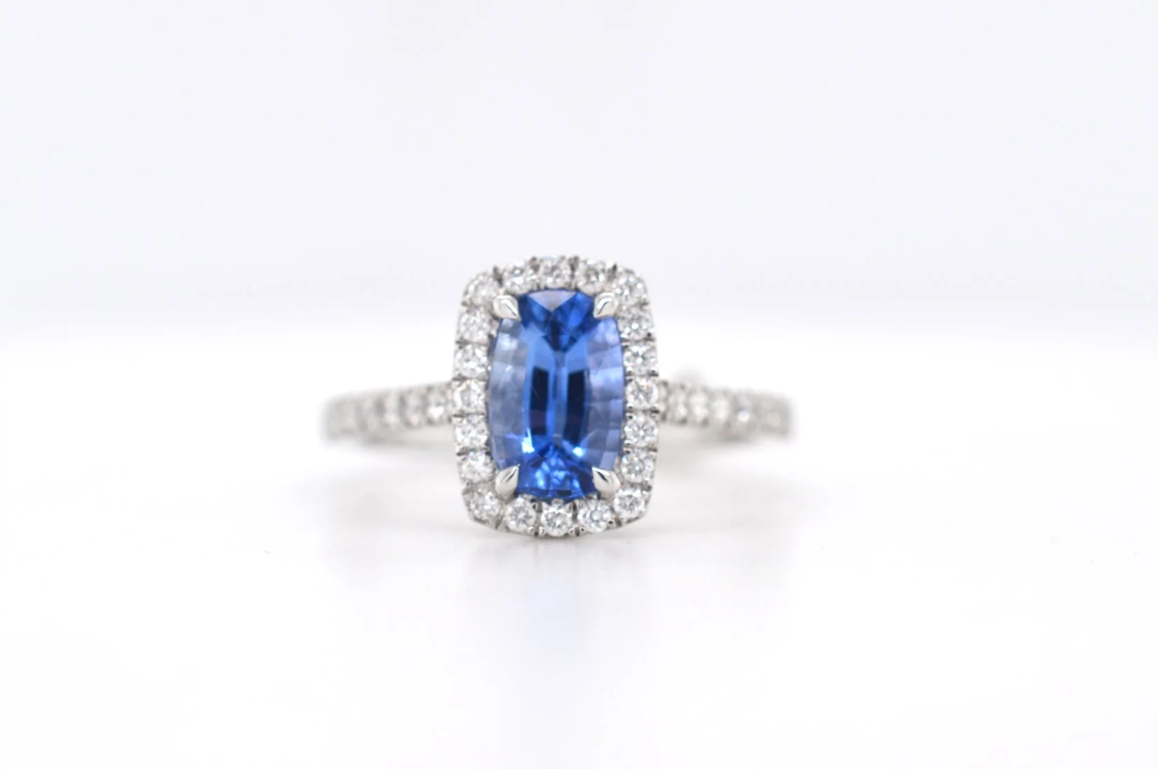 Platinum Sapphire & Diamond Cluster Price Band I (£2,000 - £2,500)