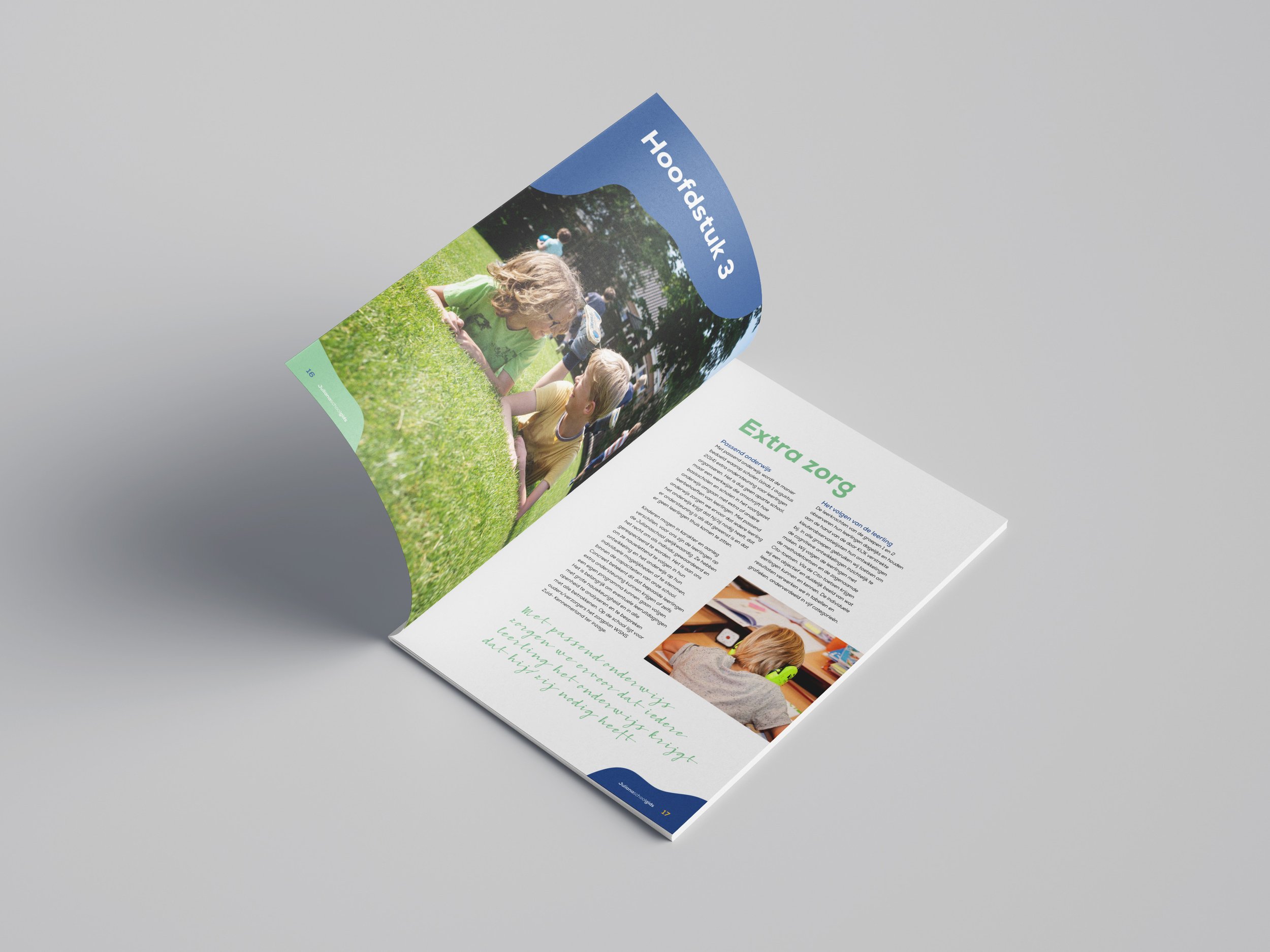 Tijdschrift met "Hoofdstuk 3" en "Extra zorg"