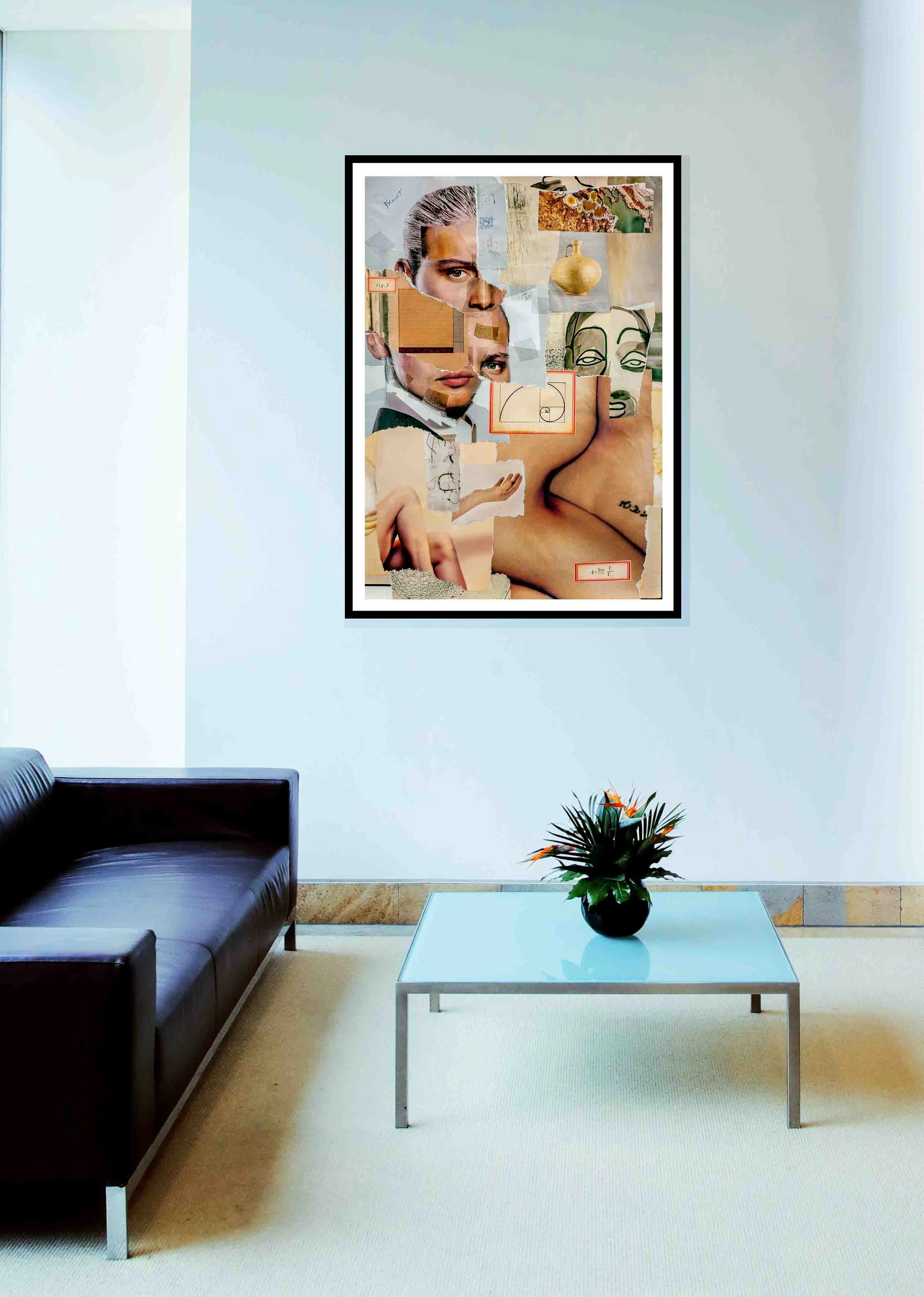 Collage contemporain "Esthétique Théorique", composition sensuelle et morcelée.