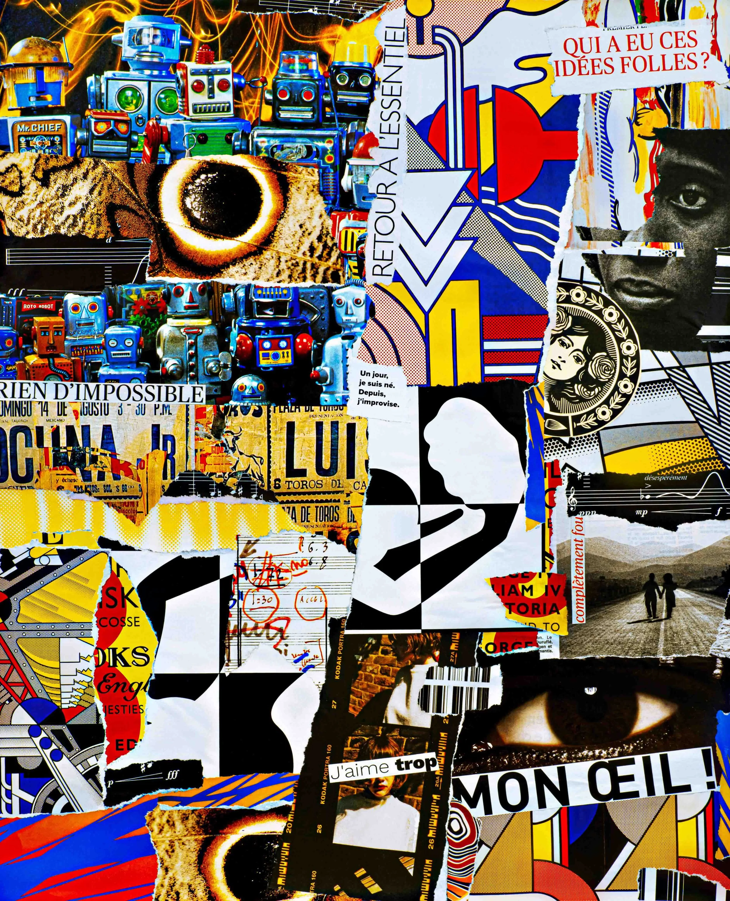 Collage contemporain "Pop Mirage", composition inspirée du Pop Art.