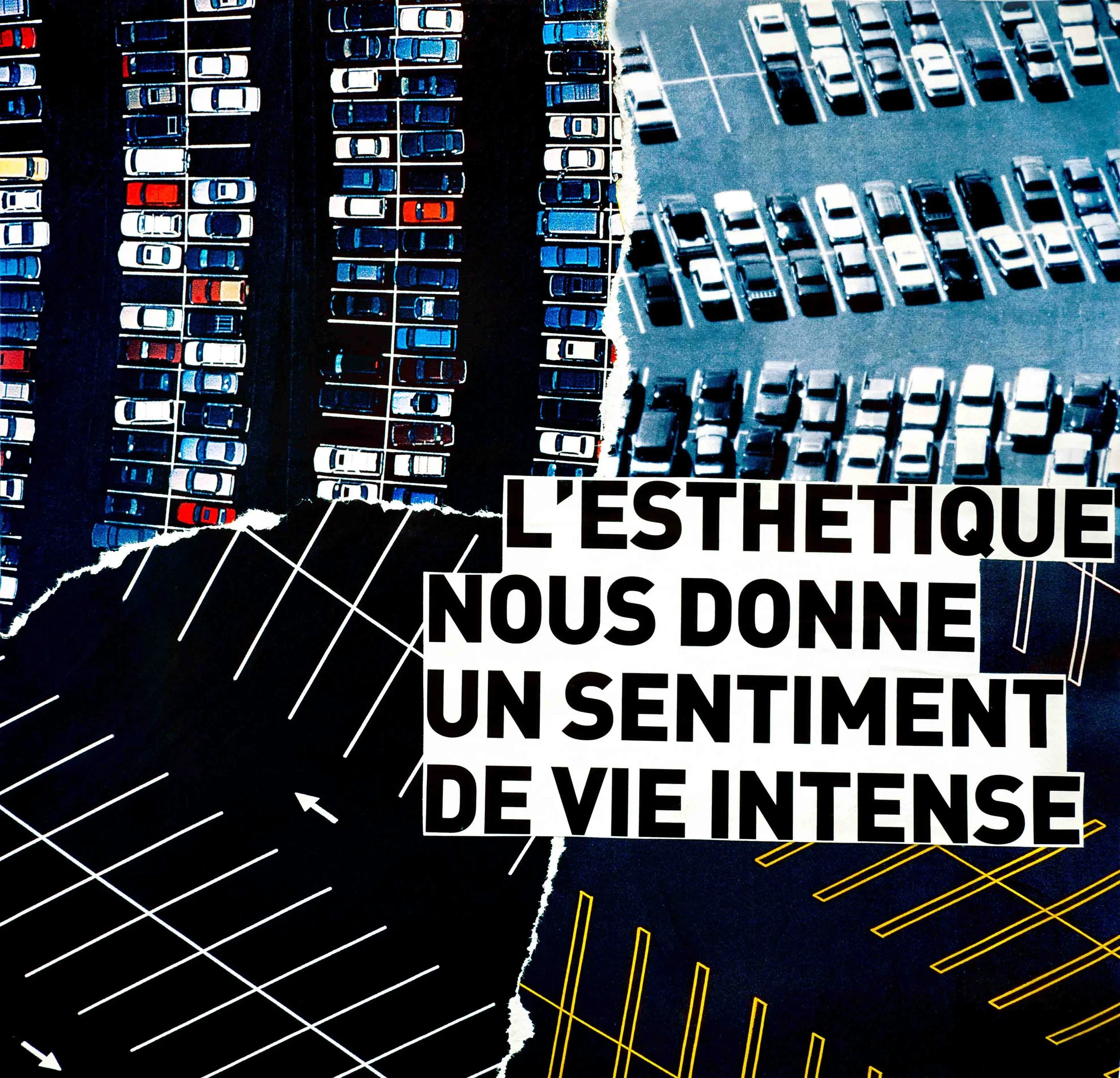 Collage contemporain "Well Parked", composition minimaliste et graphique.