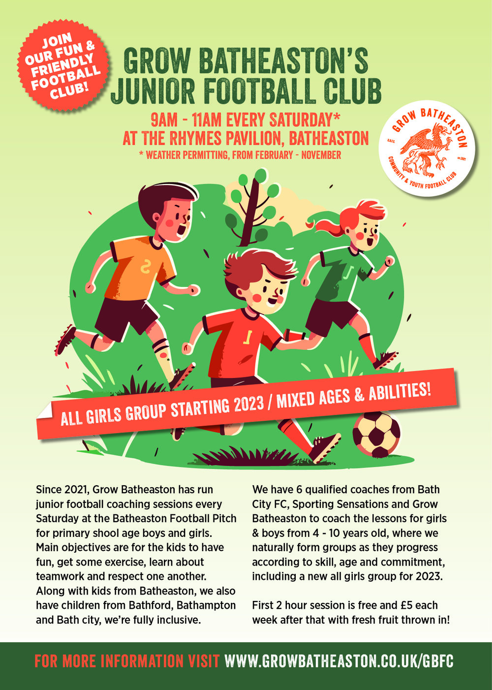 GBFC Junior Football every Saturday 9-11am — Grow Batheaston - Creating A  Sustainable Way Of Local Life