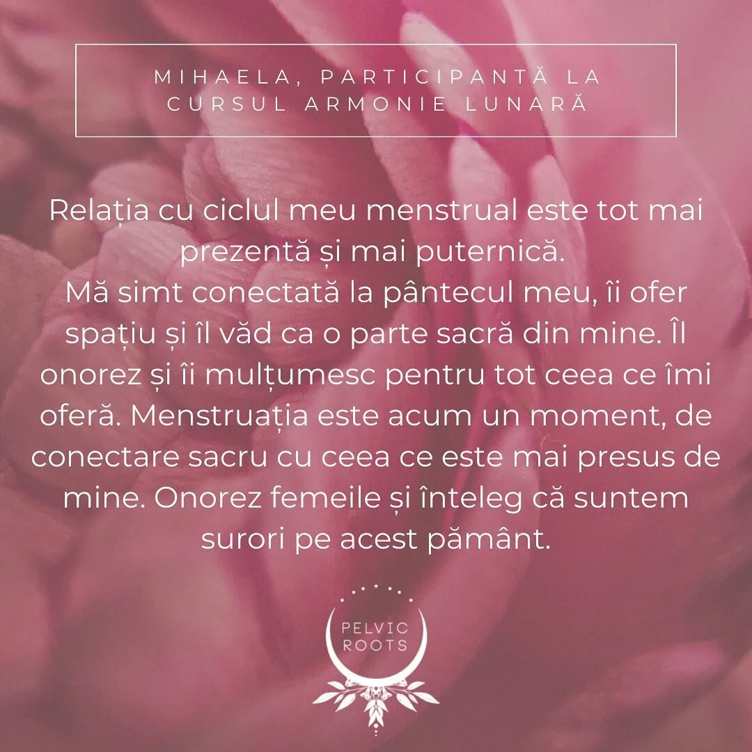 Luni am incheiat editia a doua a cursului Armonie Lunara. Adica 8 saptamani in care s-au miscat multe placi tectonice interioare atat pentru mine cat si pentru participante. Transformarea care are loc incet si subtil se incununeaza cu transformarea p