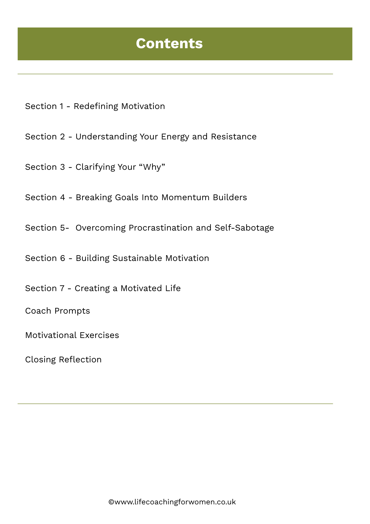 list of contents page