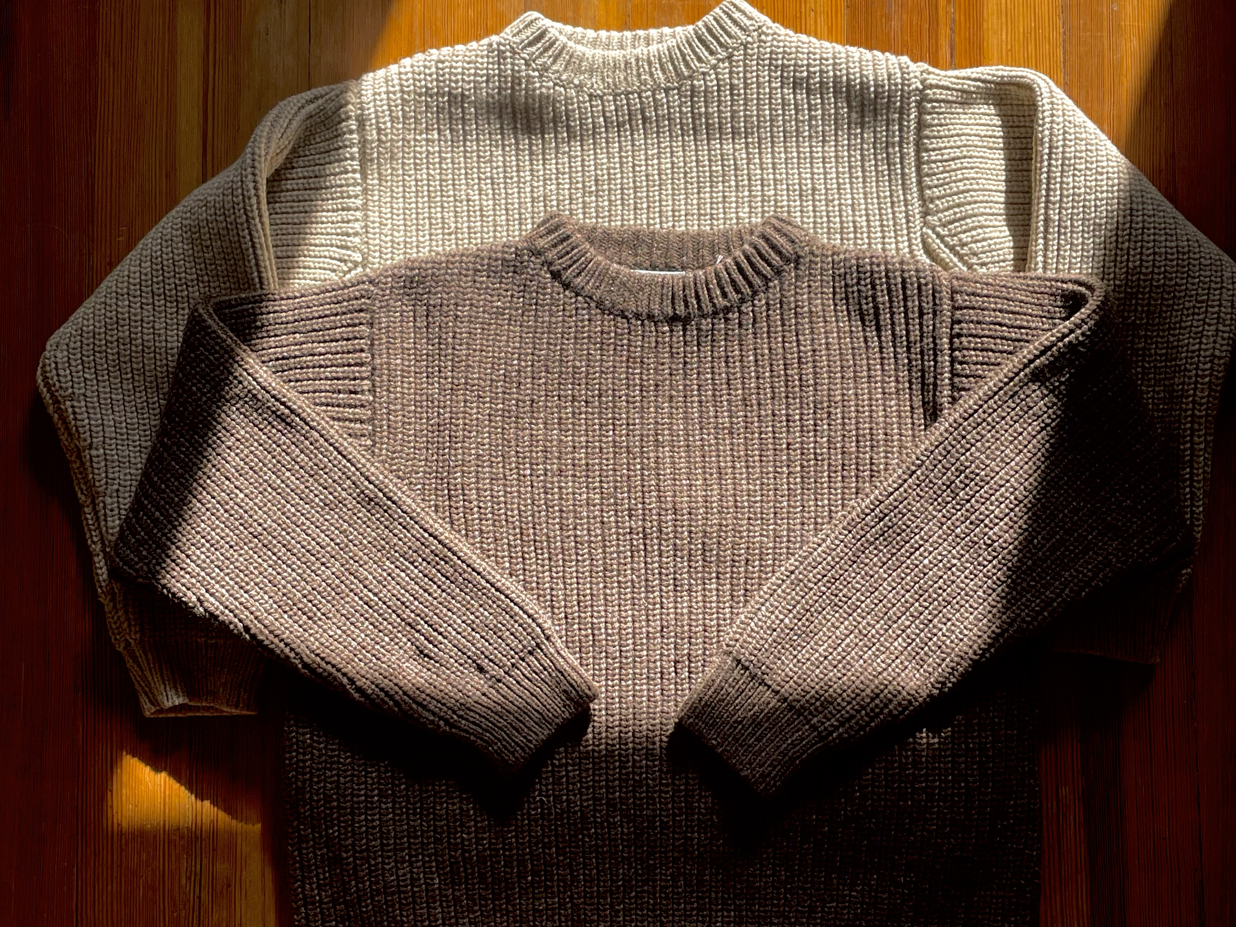 creme and bark hermes sweaters, american wool