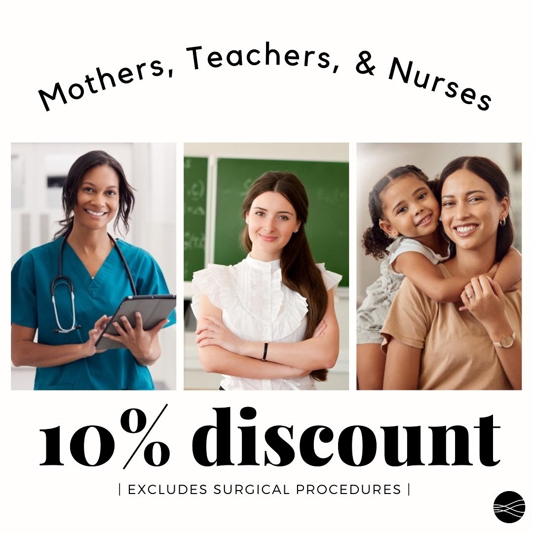 Attention Mothers, Teachers and Nurses:  You&rsquo;re doing a great job.  Treat yourself to a 10% discount all month long! Just book your appointment and mention the May Discount! Your hard work for patients and students is truly valued! Mom&rsquo;s 