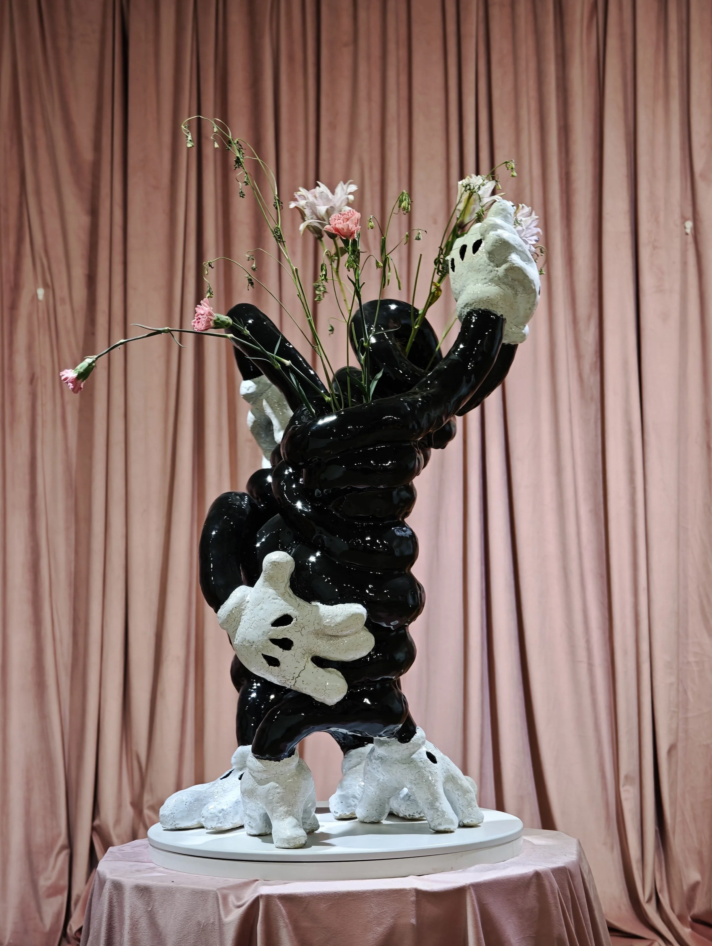 The Dancers, Glazed Ceramic rotating flower vase