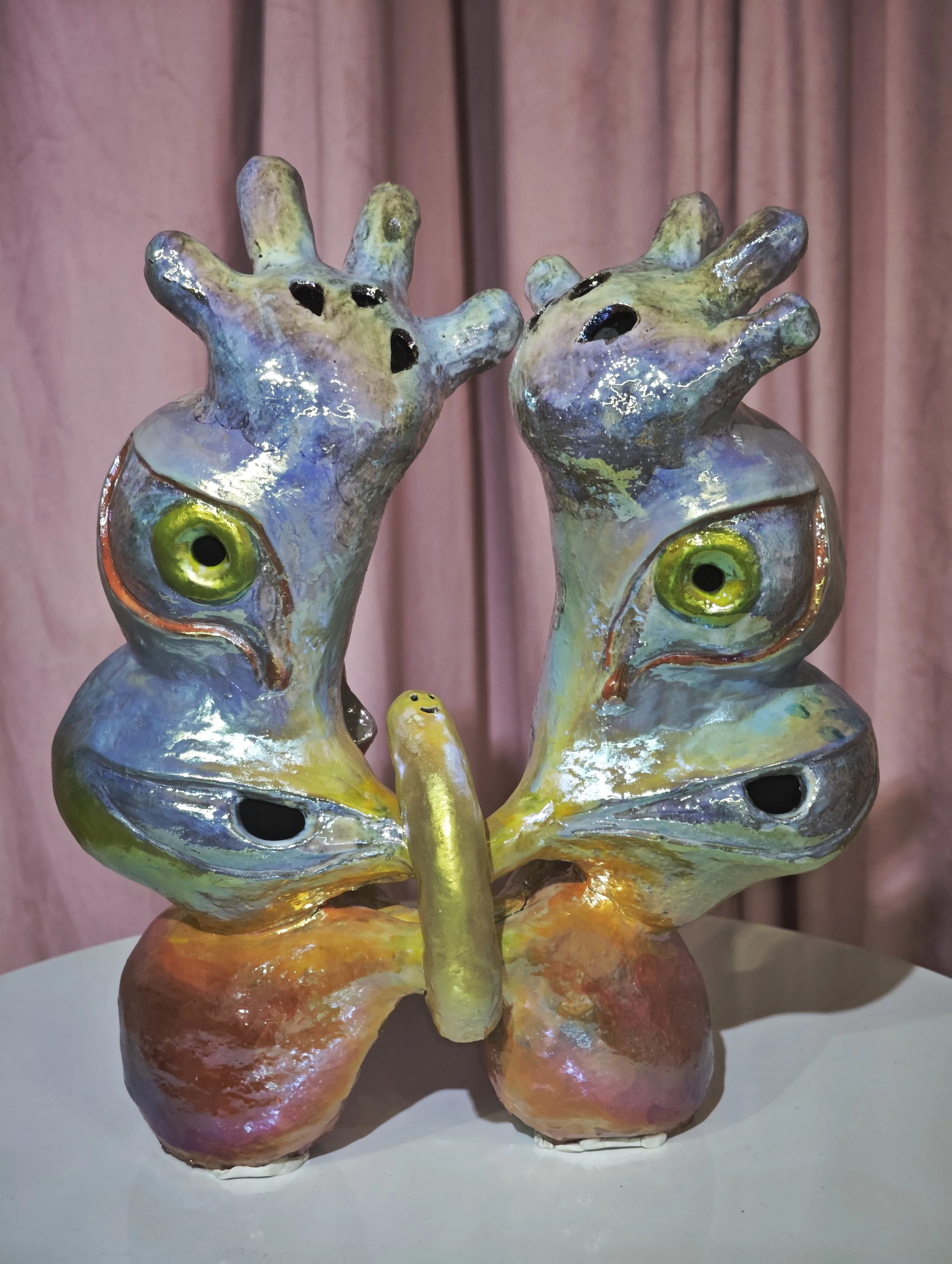 'Be Not Afraid', Glazed Ceramic sculpture.