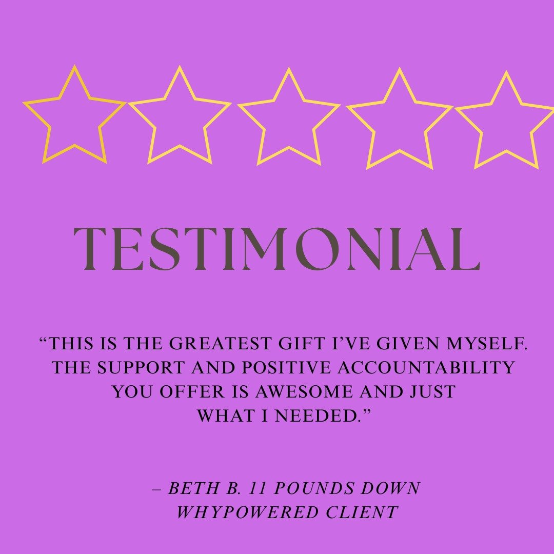💚 &ldquo;This wellness program is the greatest gift I've given myself &hellip; the support and positive accountability you offer is awesome and just what I needed.&rdquo; &mdash; Beth B., WhyPowered Client, 11 pounds lighter

What a joy it is to cel