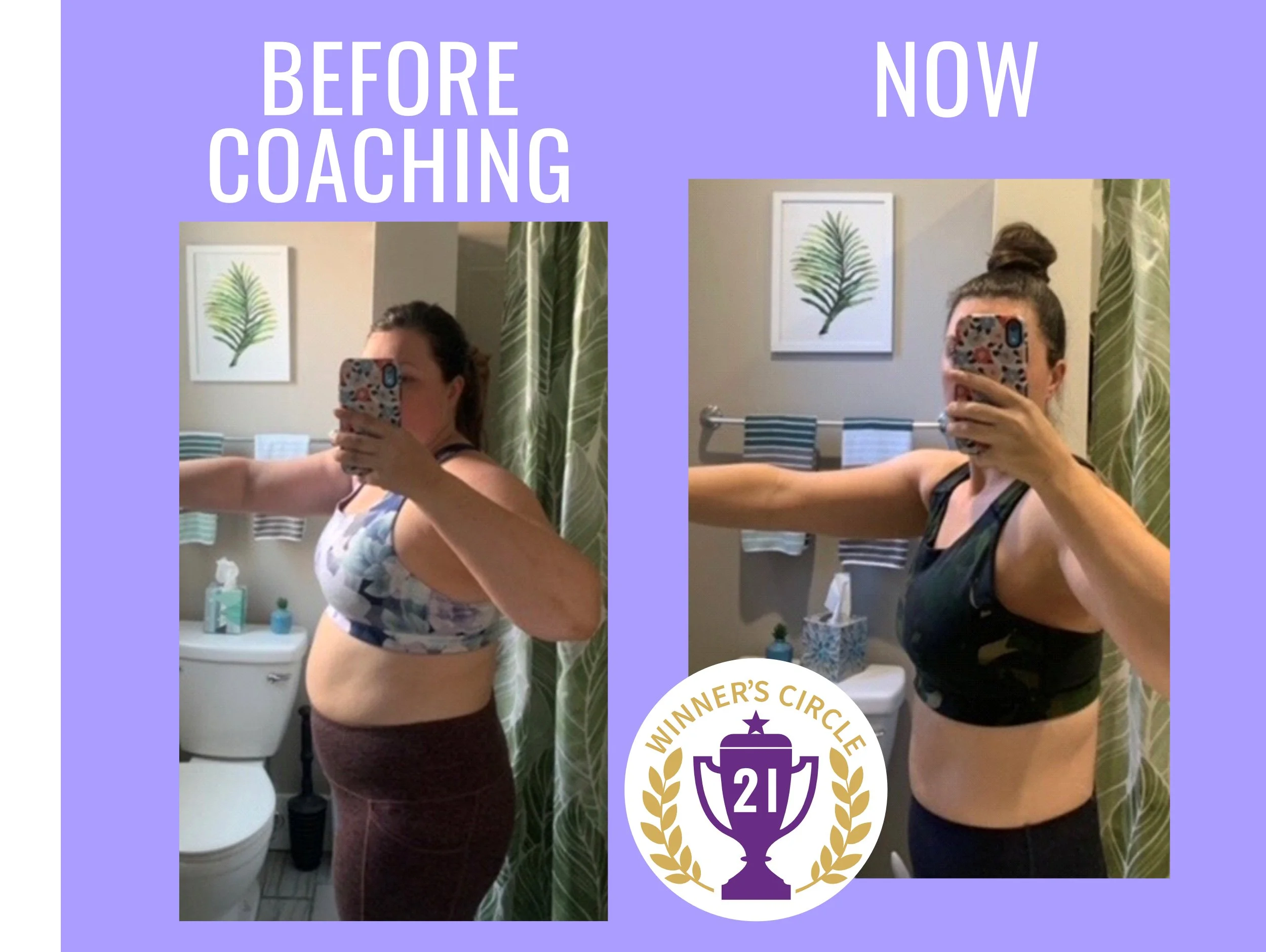 Before and after weight loss photo of a woman before and after coaching