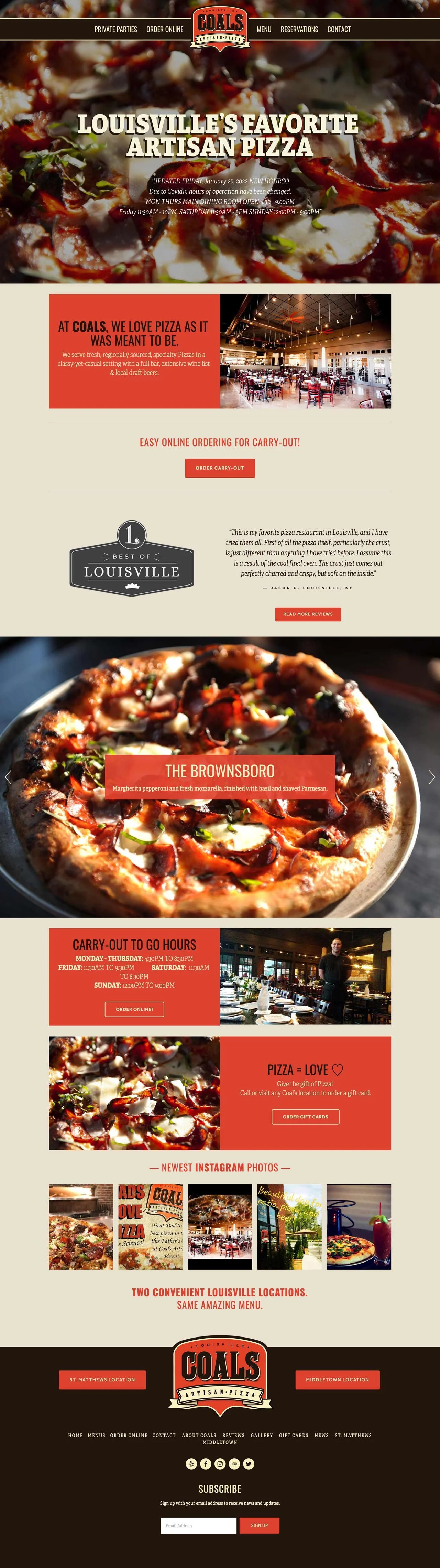 Orange and Brown Pizza Restaurant Squarespace Website Design