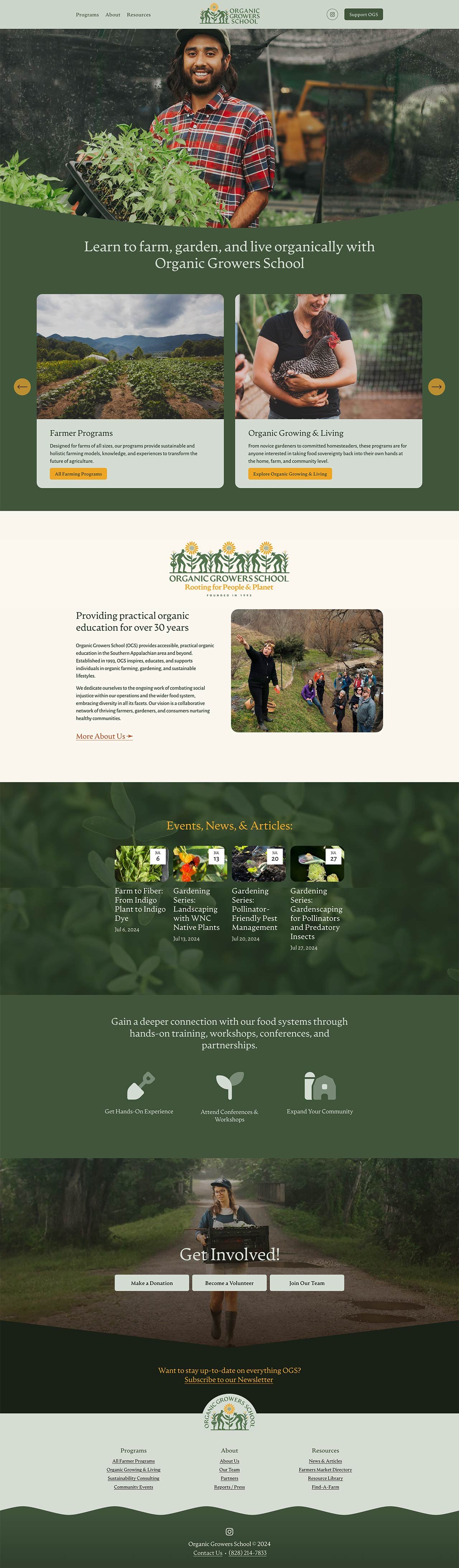 organic growers school website built by lightpress on squarespace