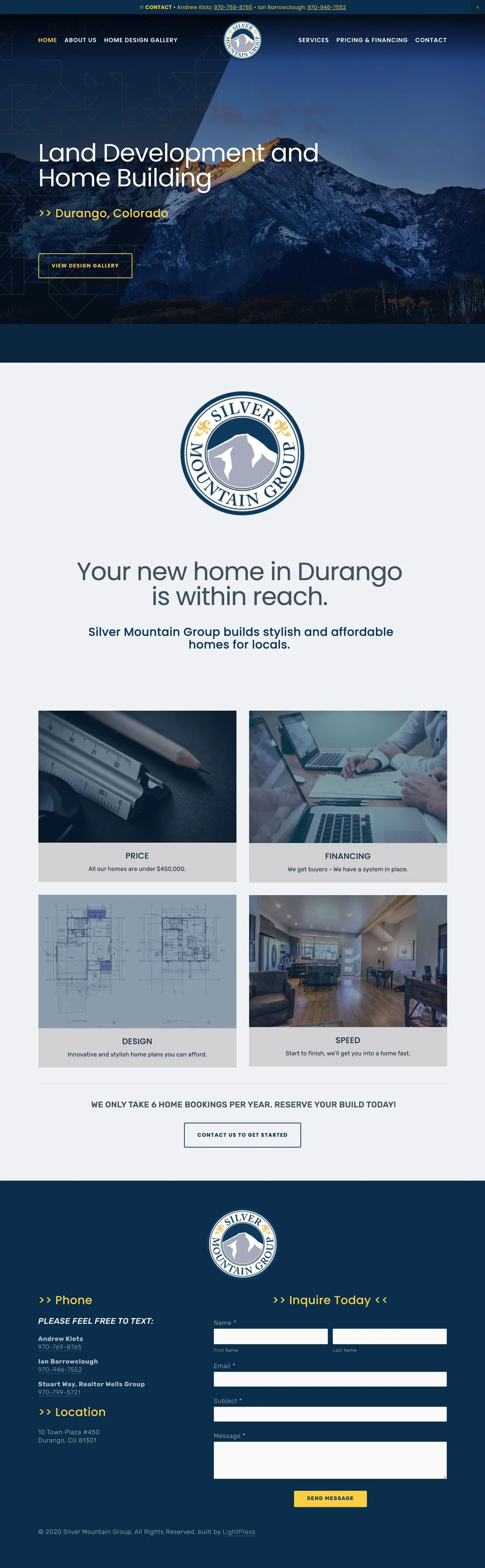 Silver Mountain Group Construction website design on Squarespace