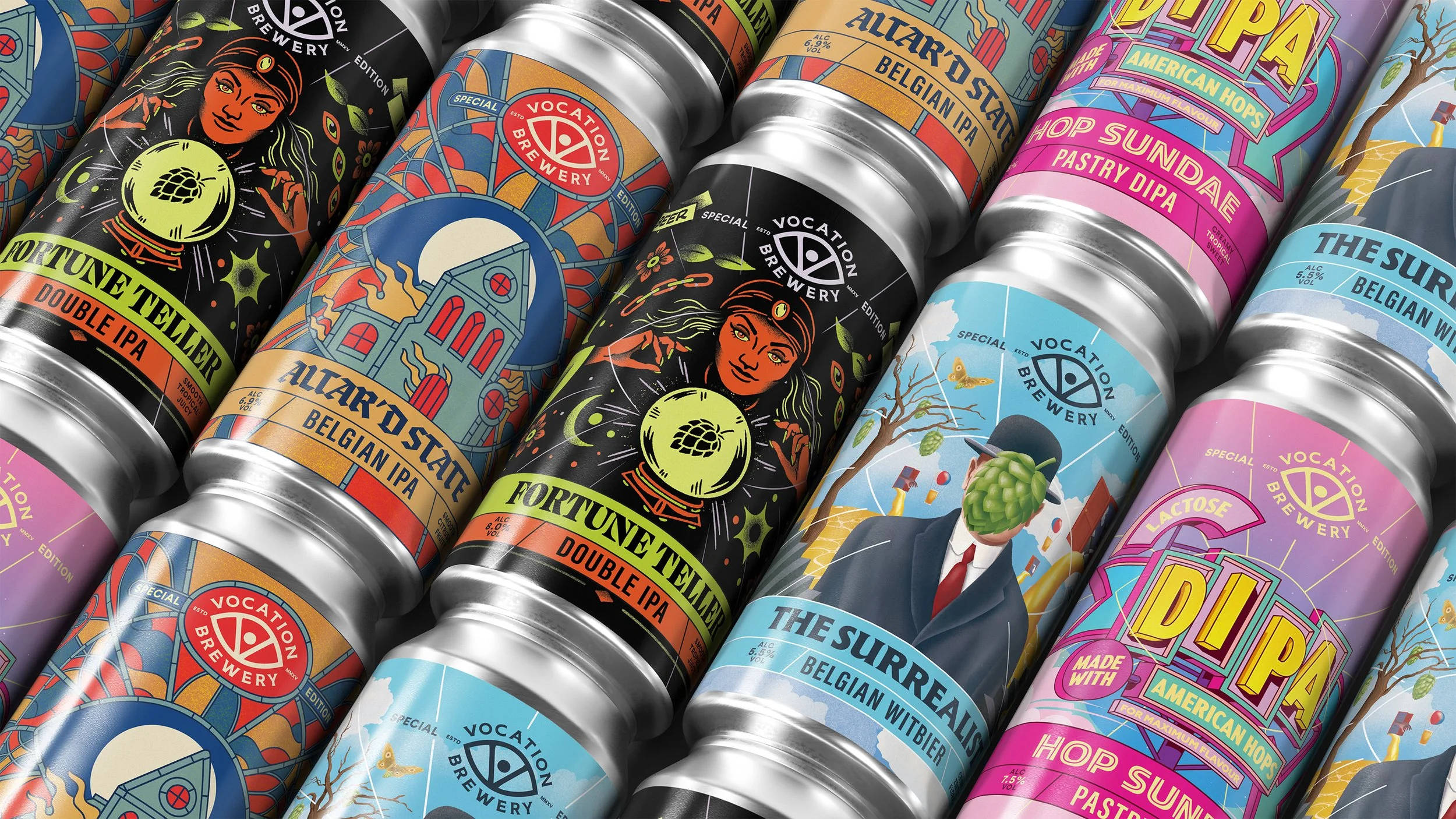 Vocation Brewery
Illustration, Packaging Design