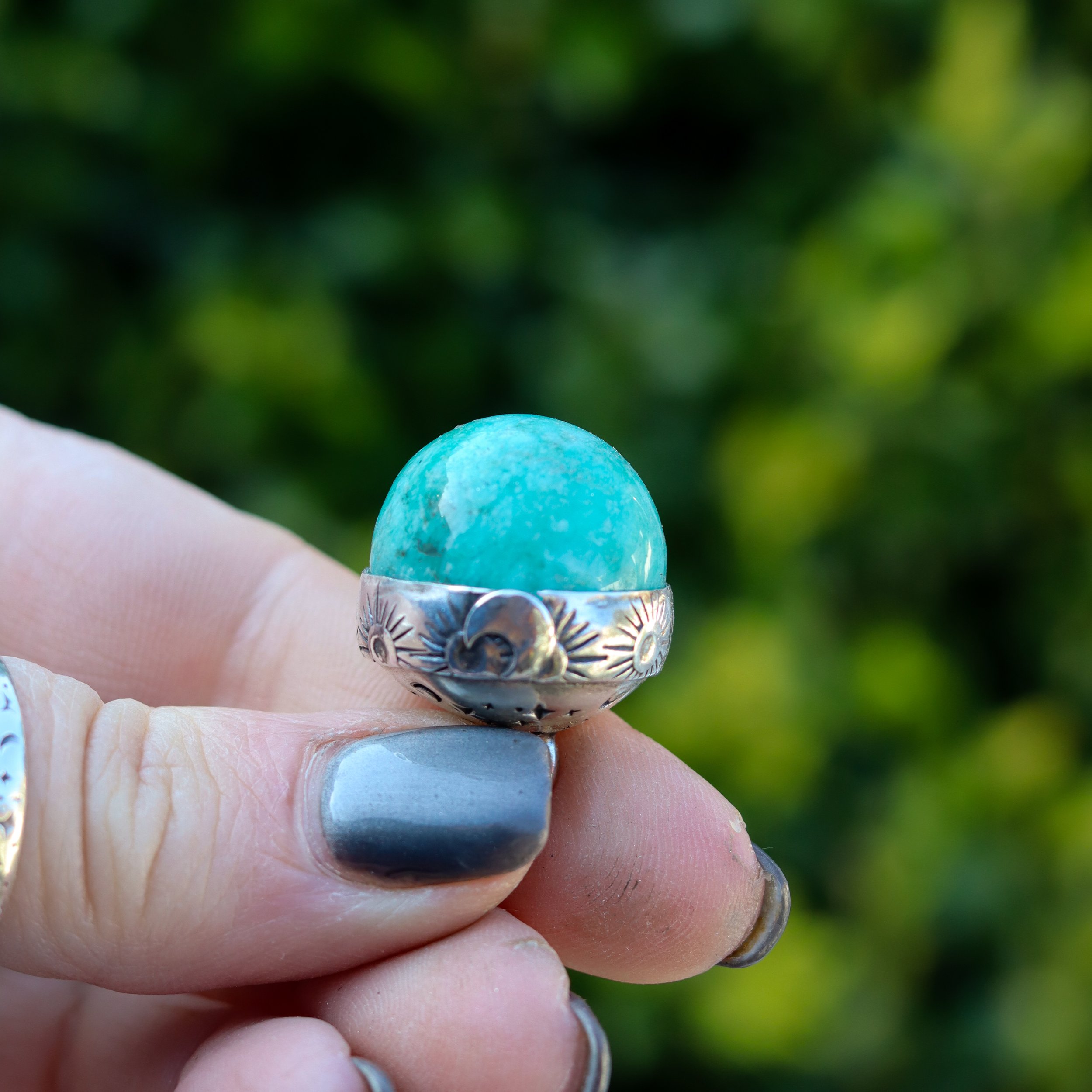 crystal ball with amazonite sphere