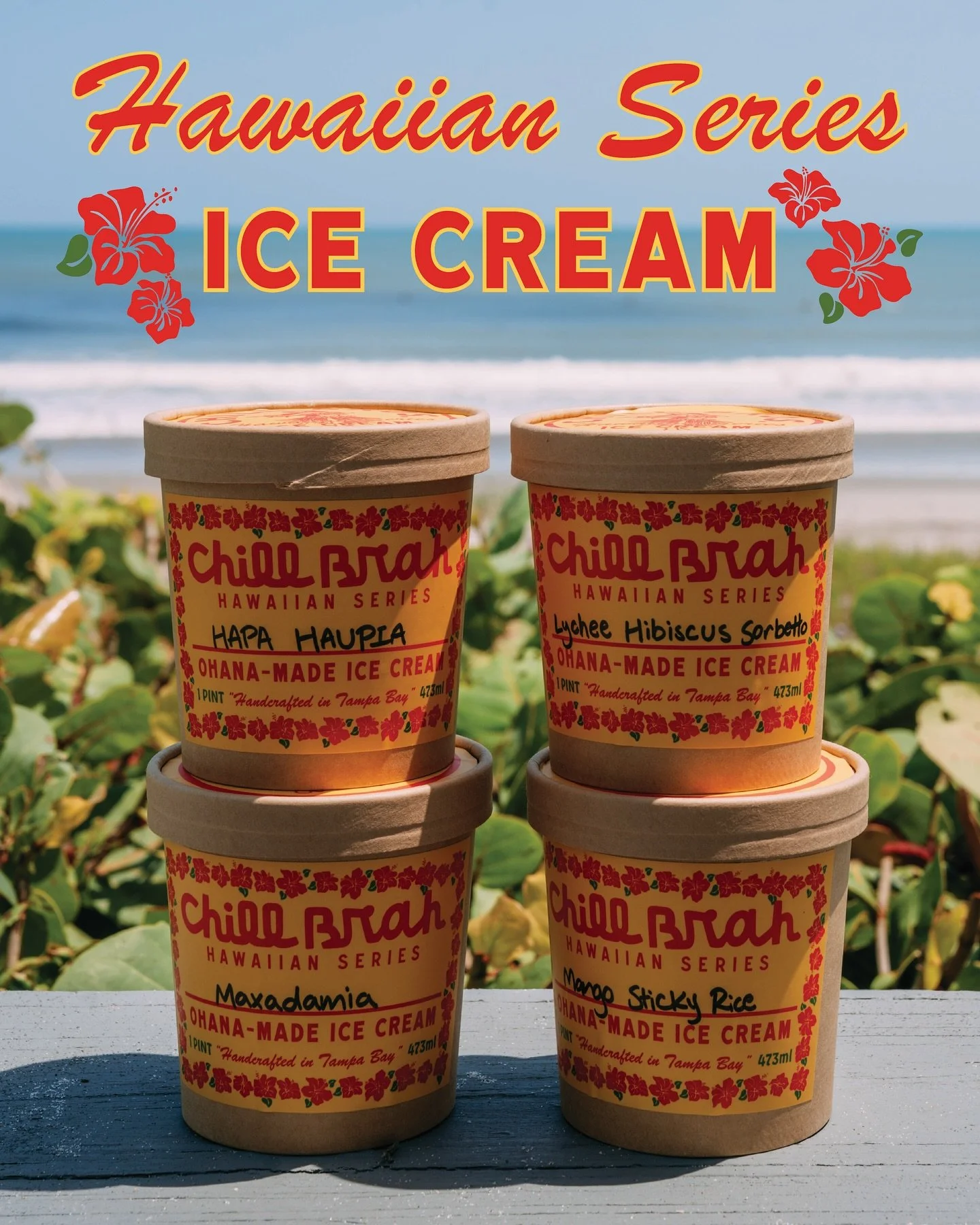 Chill Brah😉Packaging, graphics and shoot for the @chillbrosicecream Hawaiian Series 🥥🌋🌊🥭🍚🏄&zwj;♀️🌺