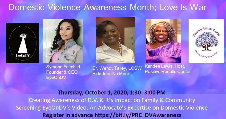 Today! Today! For Thriving Thursday, join EyeOnDV, The Positive Results Center, and Dr. Wendy Talley at 1:30PM today, for a conversation on domestic violence and its impact on family and our community in this current climate. This conversation is kic