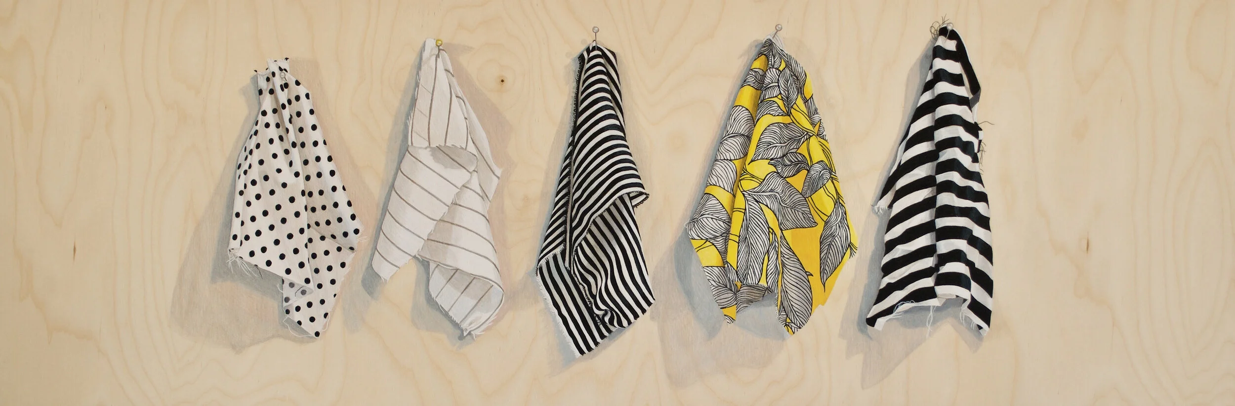 Leave Them Here, coloured pencil on wood, 12x36 inches, 2020.