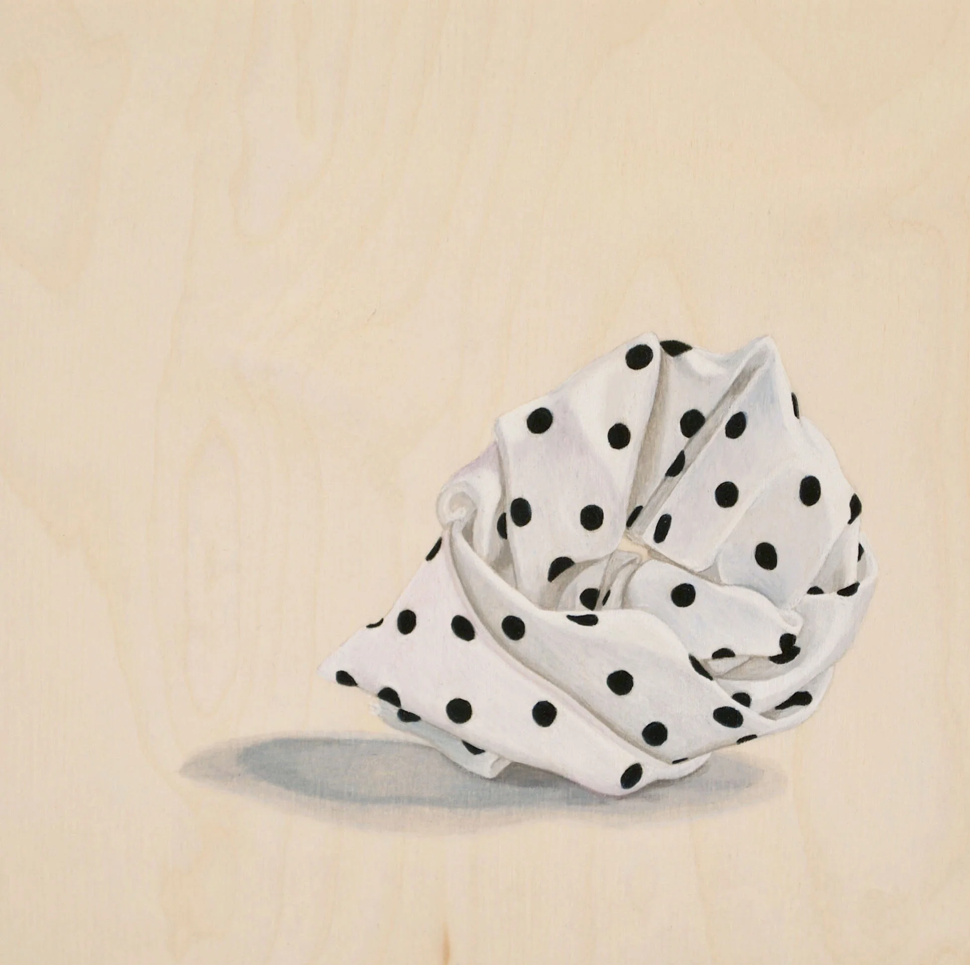 Polka Dot Entity #2, coloured pencil on wood, 8x8 inches, 2020.