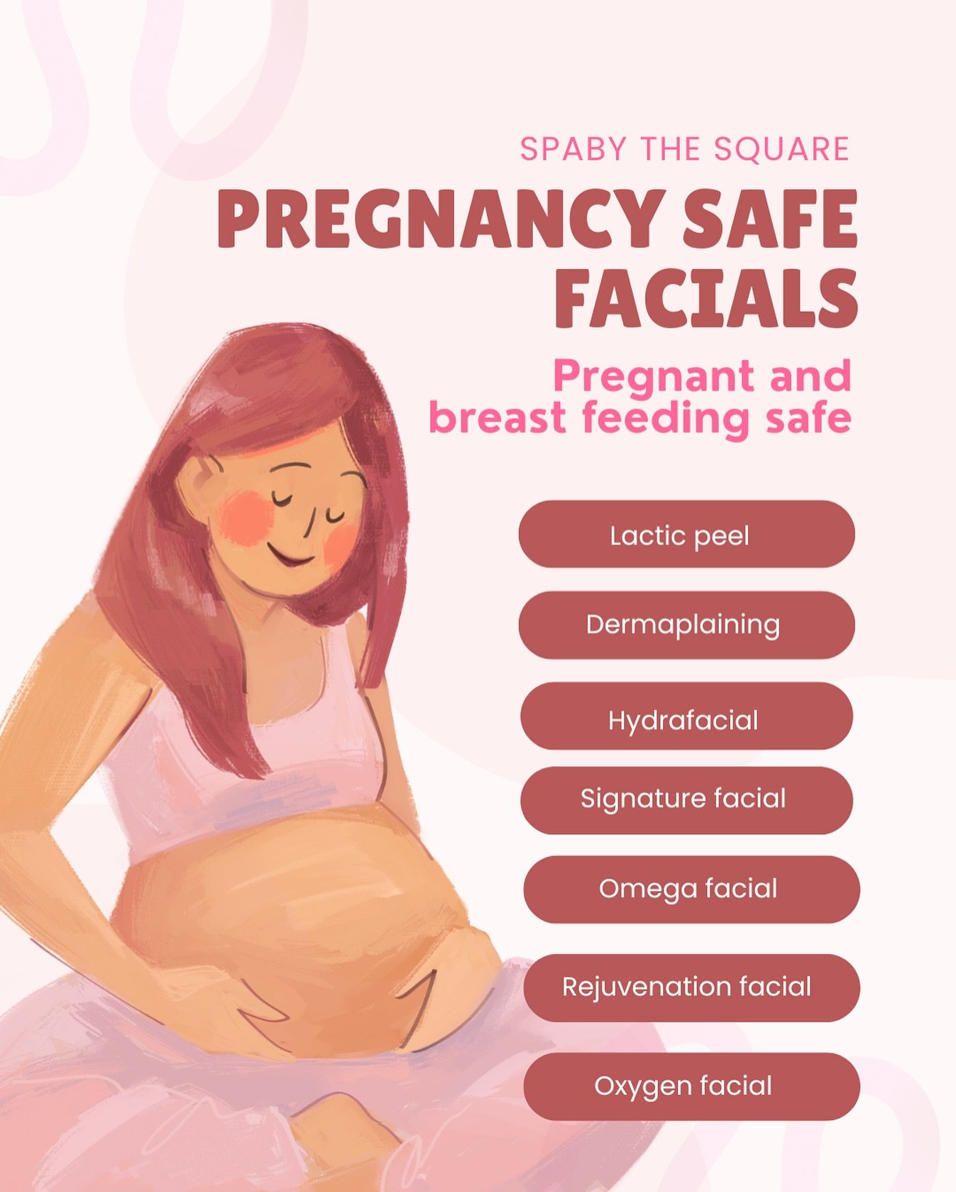 We have many options for facial service that are pregnancy and breast feeding safe. You deserve to be pampered 💕 
We can customize most facial treatments to fit your needs. Don’t forget we also offer prenatal massages 💆🏻‍♀️
We can help