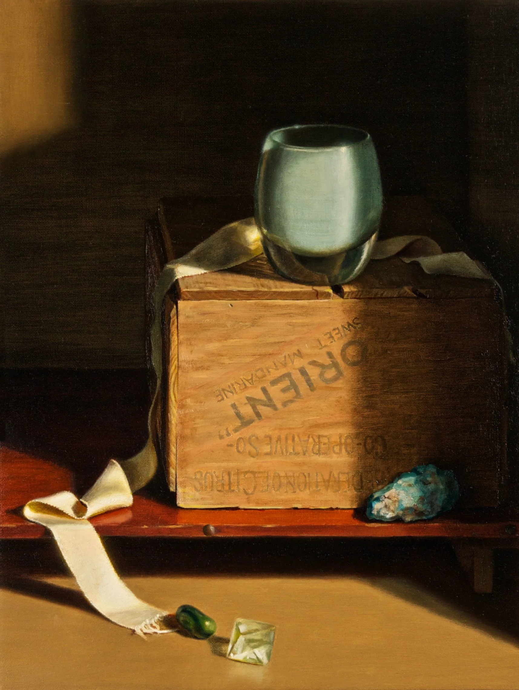 Votive Holder, Orange Crate, and Ribbon, 2016
