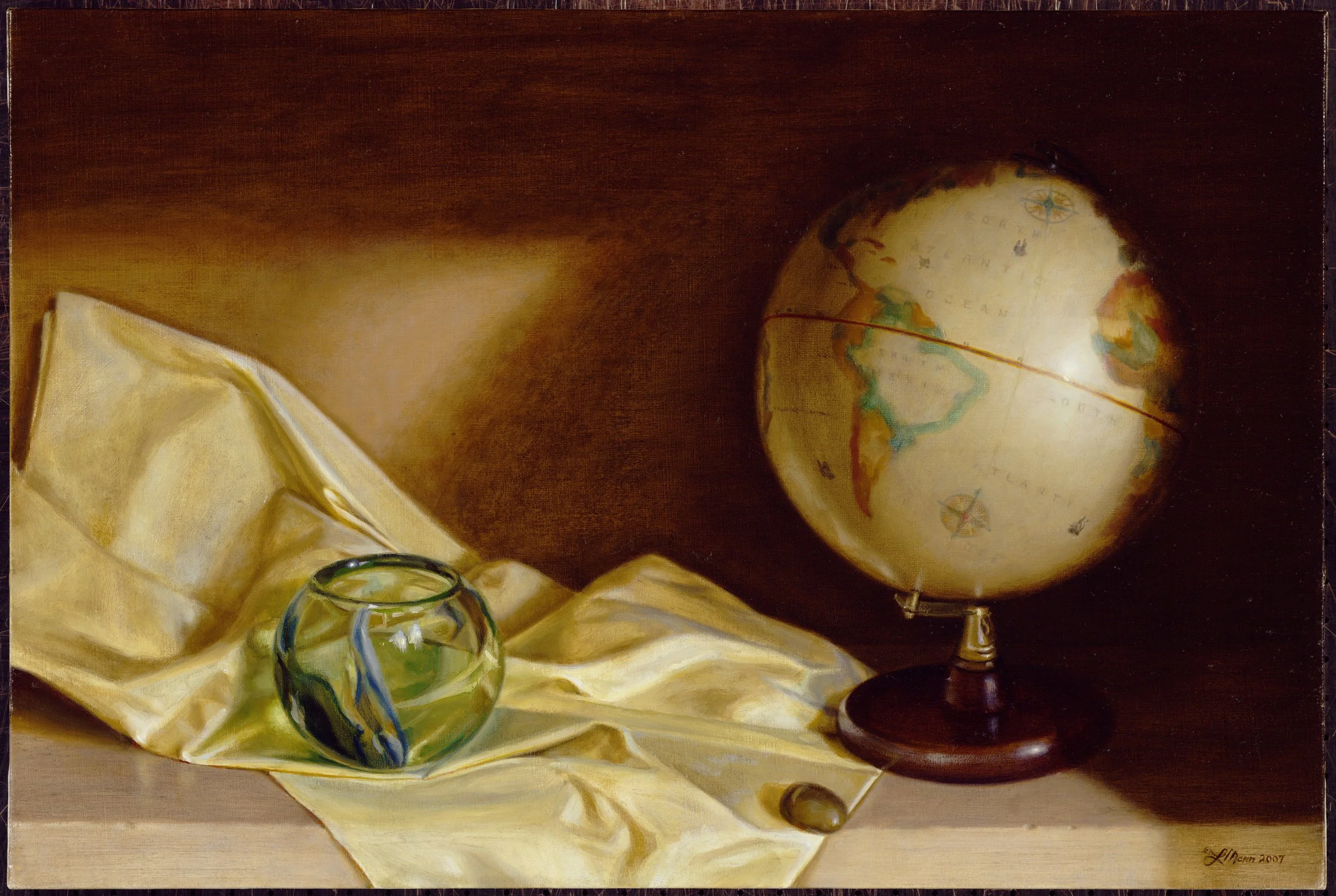 LindaMann_Globe and Glass Bowl_2007_oc_17.5x26.25inches.jpg
