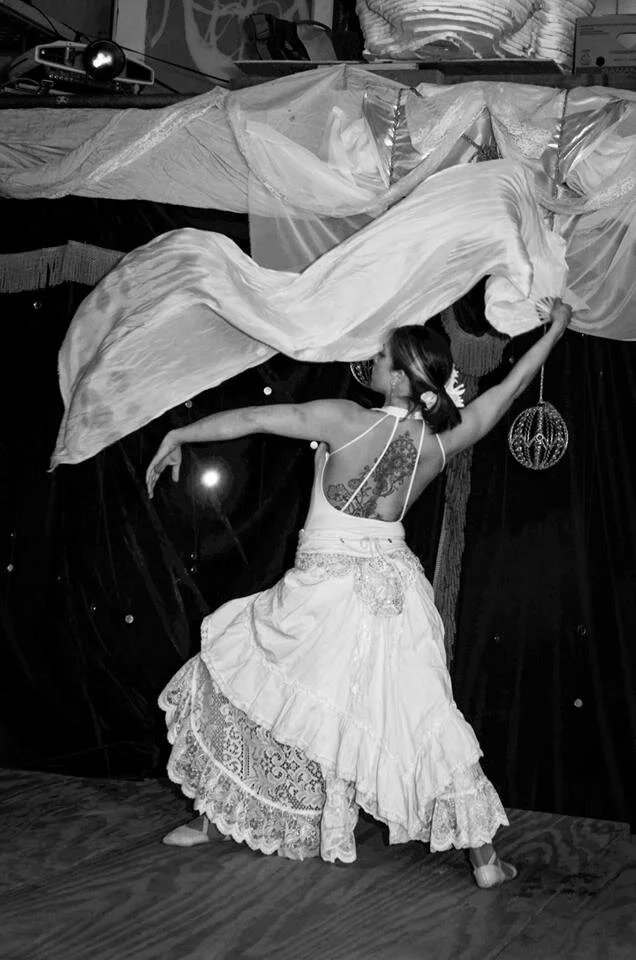 Custom Silk Costume : Panel Skirt, Cape, Ribbons, Fans, Robes — Gaea Lady