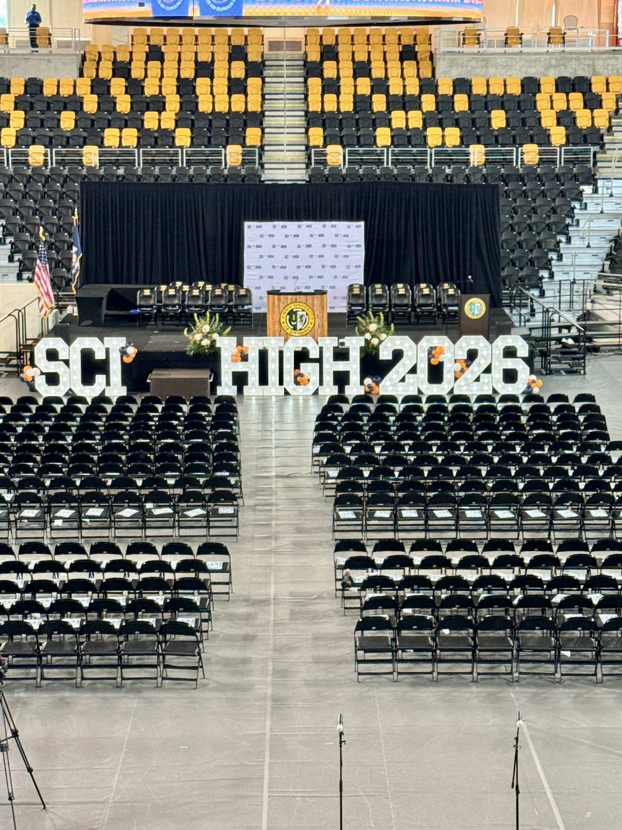 Elevate your New Orleans High School graduation ceremony at Xavier Convocation Center with Get Lit With Marquee Letters and Numbers for rent. Highlight your school's name and craft a memorable ambiance to your New Orleans Destination Company Commence