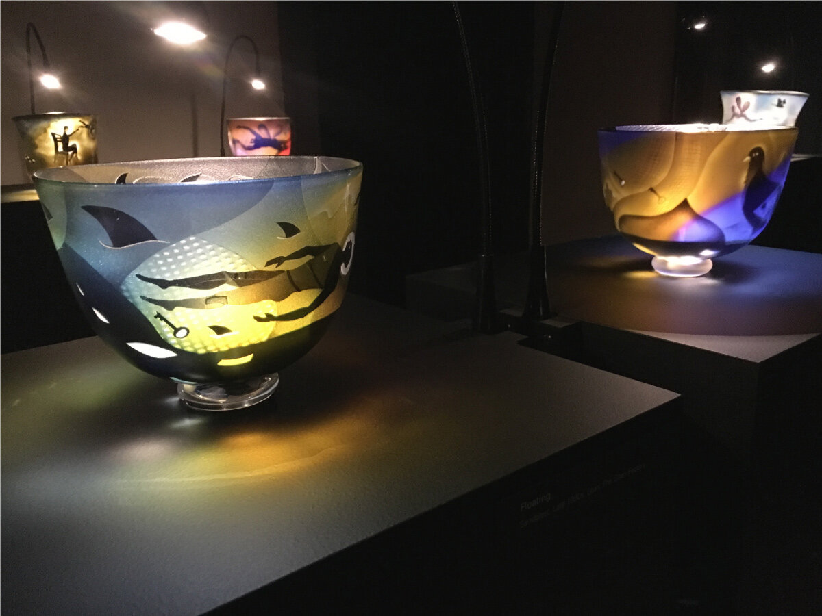  JPFA constructed display pedestals and installed Bertil Vallien glass bowls, Rites of Passage exhibit, CraftBOWL show, ASI 