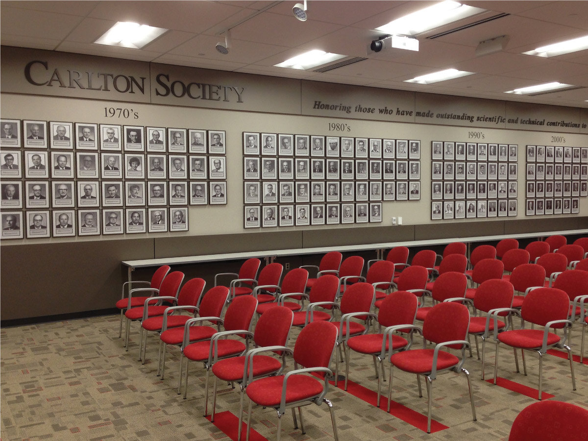  JPFA designed and installed interchangeable portrait wall for the 3M Carlton Society, Recognition of Achievement  wall 