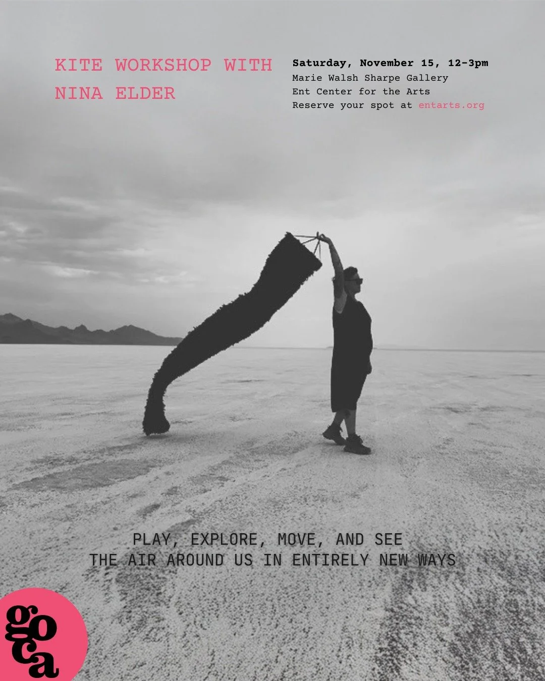The Kite Workshop with artist Nina Elder is in TWO WEEKS!!
Tickets to this event are available now and FREE!! Get them before they are gone, registration is required to attend.

What invisible forces form your life? Is there something unnamable that 