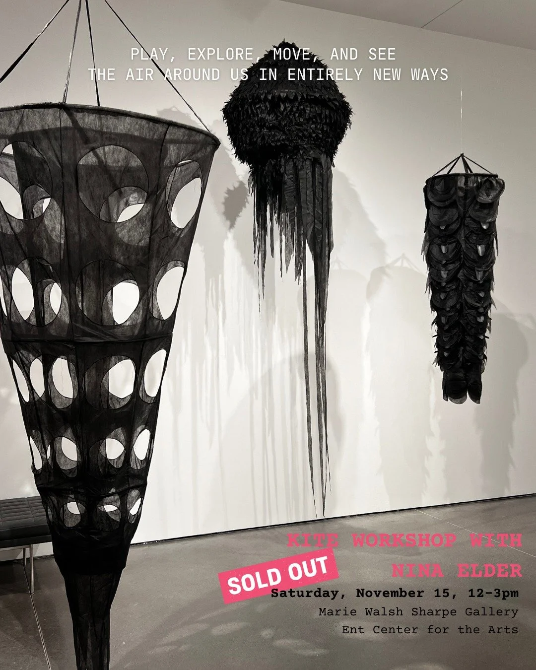 Make your own piece of Nina Elder inspired artwork at the upcoming kite workshop. 
In just ONE week participants will join with the artist of &quot;The Source Never Diminishes&quot; to explore the invisible forces that shape their lives. 

This works