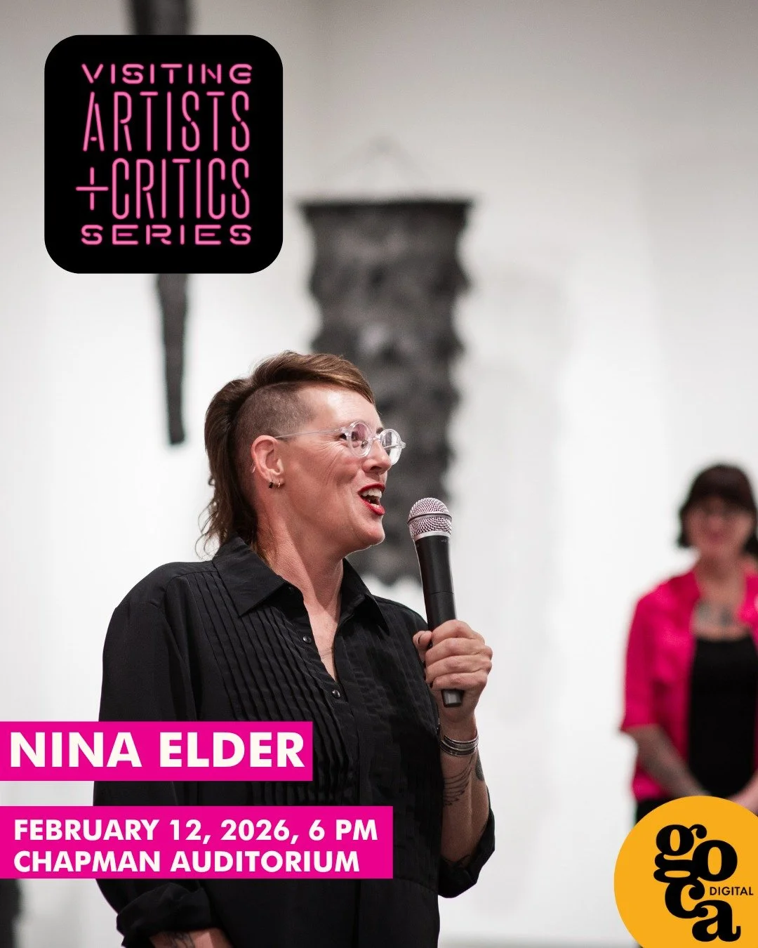 Free tickets are still available for the first 2026 VACS Lecture!!
Stop by the galleries to check out BOTH Nina Elder exhibitions in the Marie Walsh Sharpe Gallery and GOCA Project Space before attending the lecture to learn all about the work and th