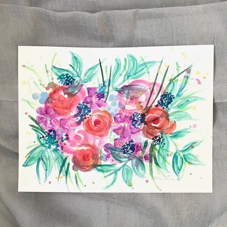 Brighten up your home with a floral bouquet that will never die! Each floral bouquet watercolor painting is a one-of-a-kind original piece painted by hand. 

- 9 x 12 inches
- Watercolor paint on durable, heavy paper
- Painting can be displayed verti