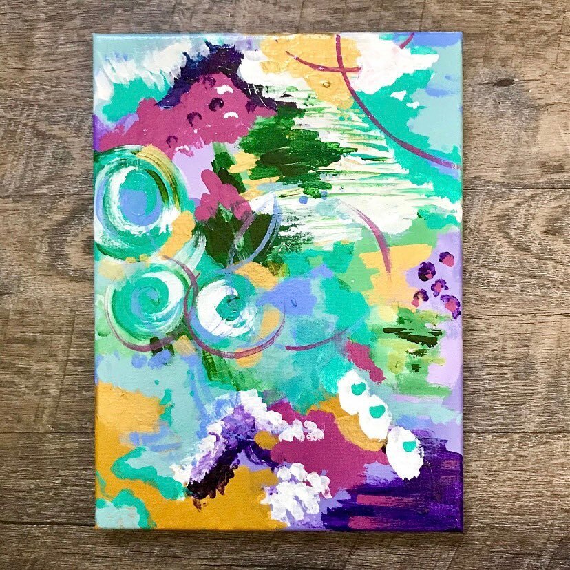 Abstract paintings are one of my favorite things to create! I love that by abandoning a strict form and structure that I am able to dive deeper into exploring color, texture, and movement in the piece. By focusing on intuitive washes of color and exp