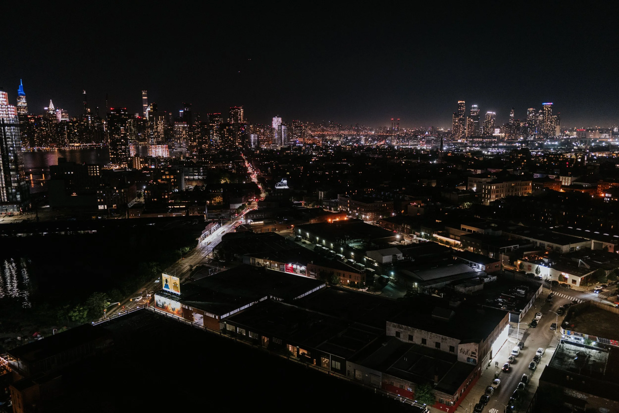 NYC skyline from above at night for a Marian Frances Events wedding.jpg