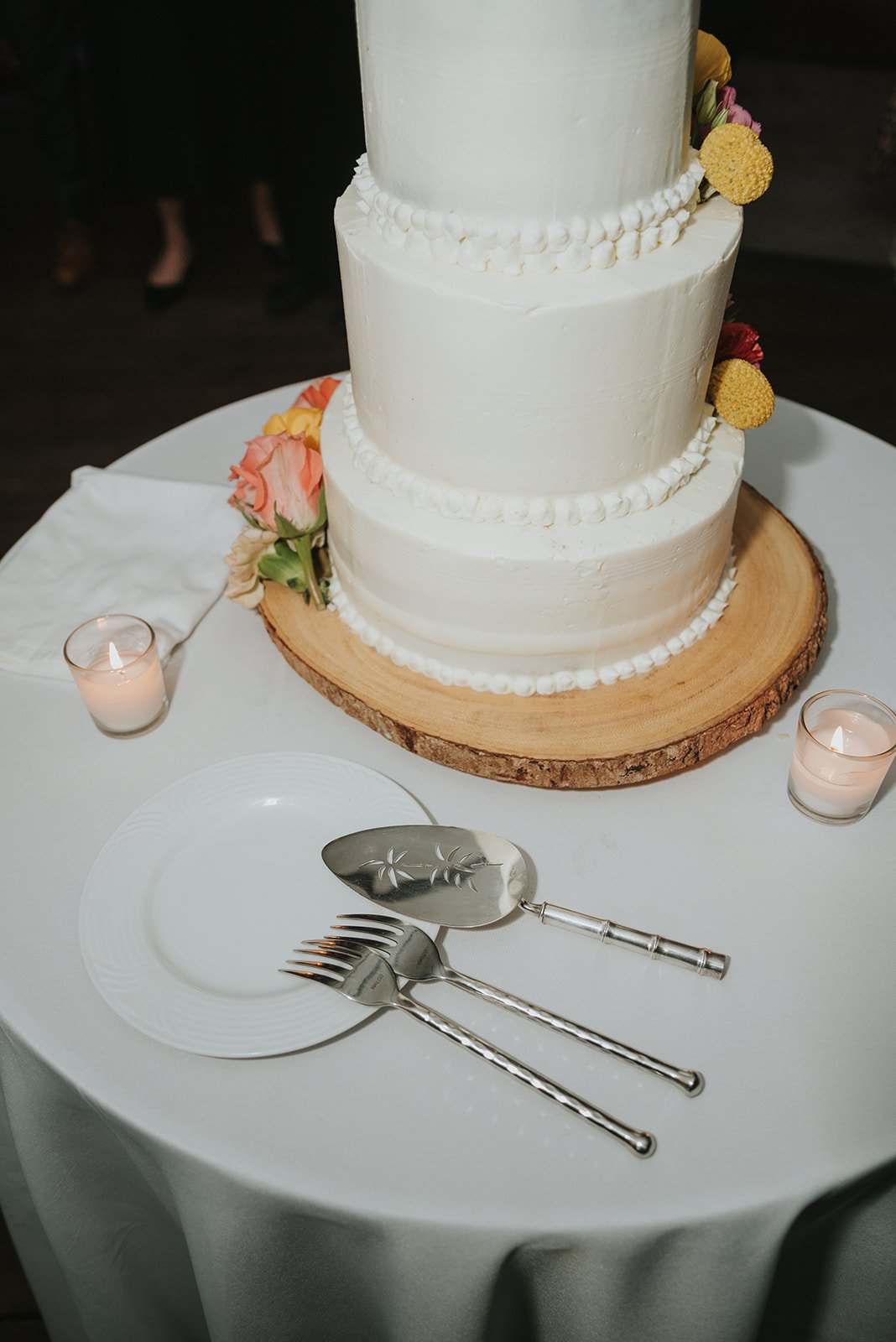 Pink Red and yellow wedding cake.jpg
