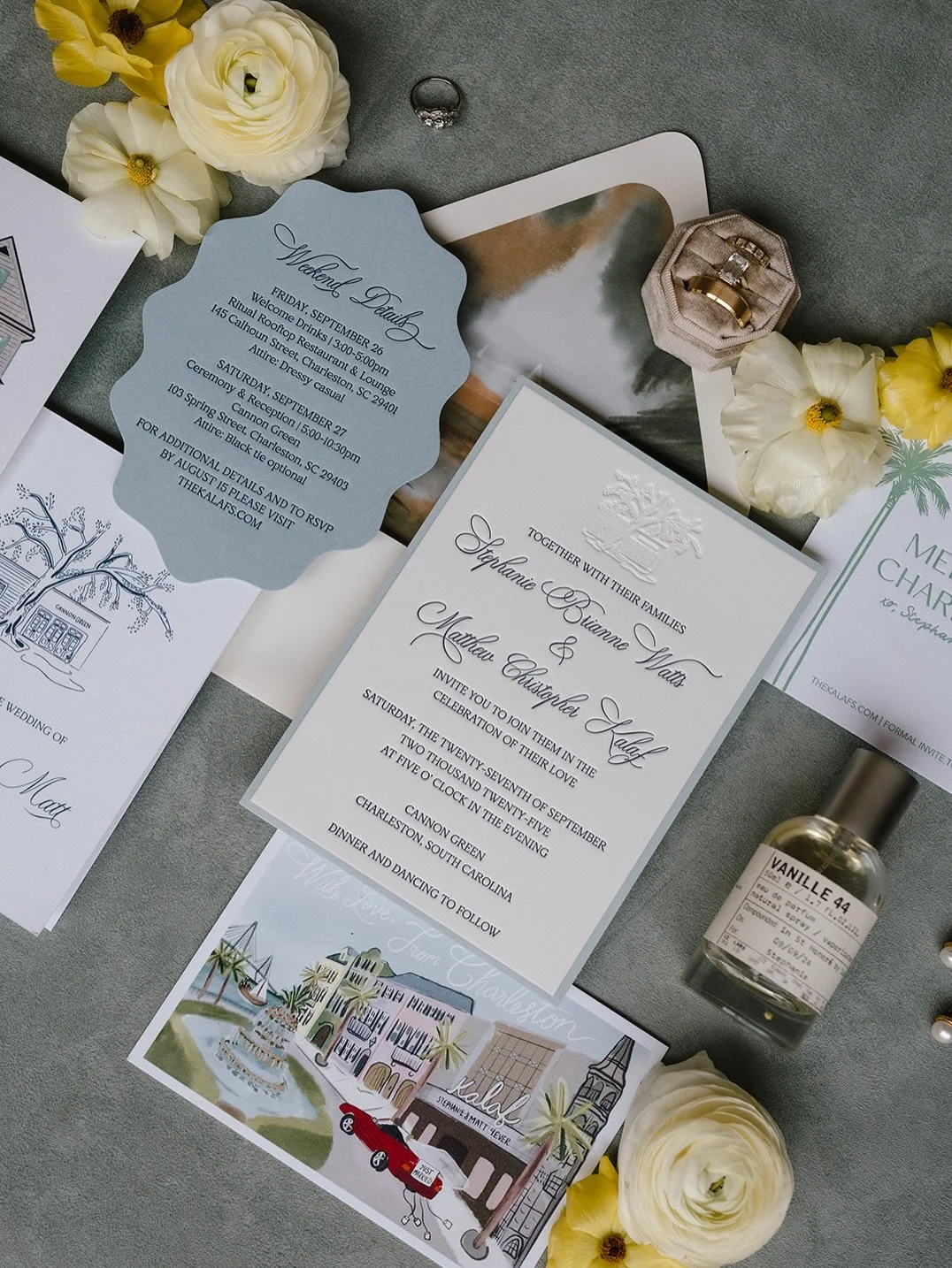 we love when the details (big &amp; small) come together just right 🤍 from custom paper goods and soft textures to those playful personal touches woven throughout the night, Stephanie &amp; Matt&rsquo;s Charleston celebration felt seamless from star
