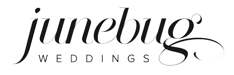 Logo for JuneBug Weddings in elegant black script font.