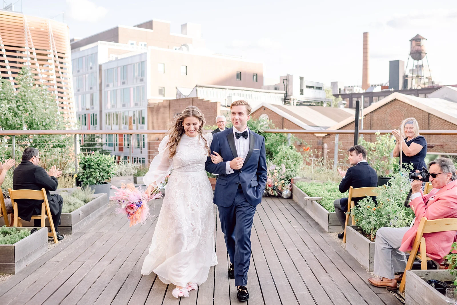 Alexandra & Shannon | Colorful and personalized outdoor Brooklyn wedding at The William vale | Photographer: Deborah Ann Photography | Florals: flowerwitch