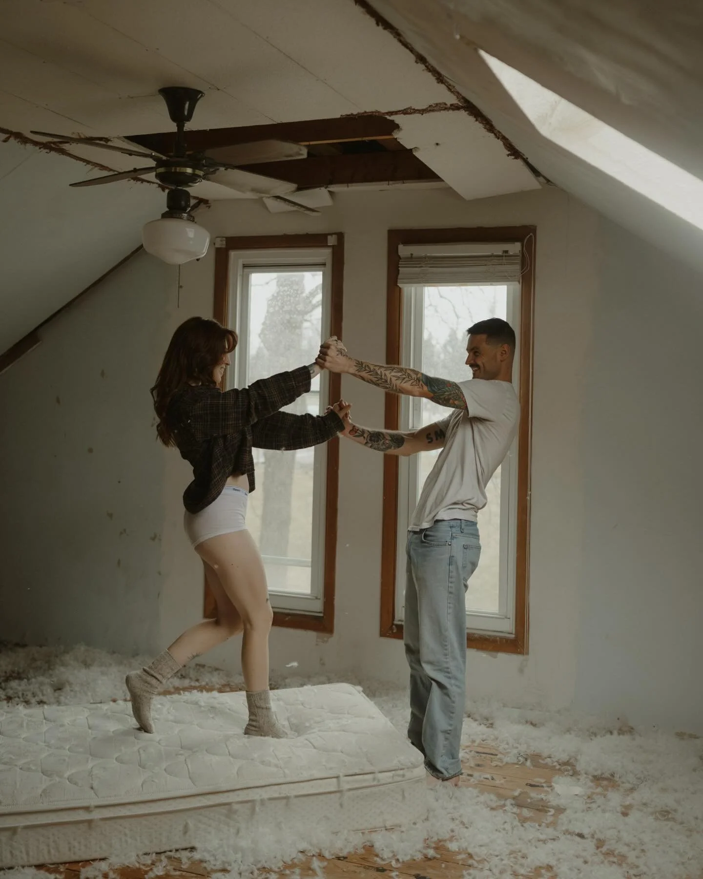 Sometimes we model too hehe! Loved being part of @pipermayphoto creative concept. We ended the shoot very feathery. I may have even had a feather fly out of my nose. <3