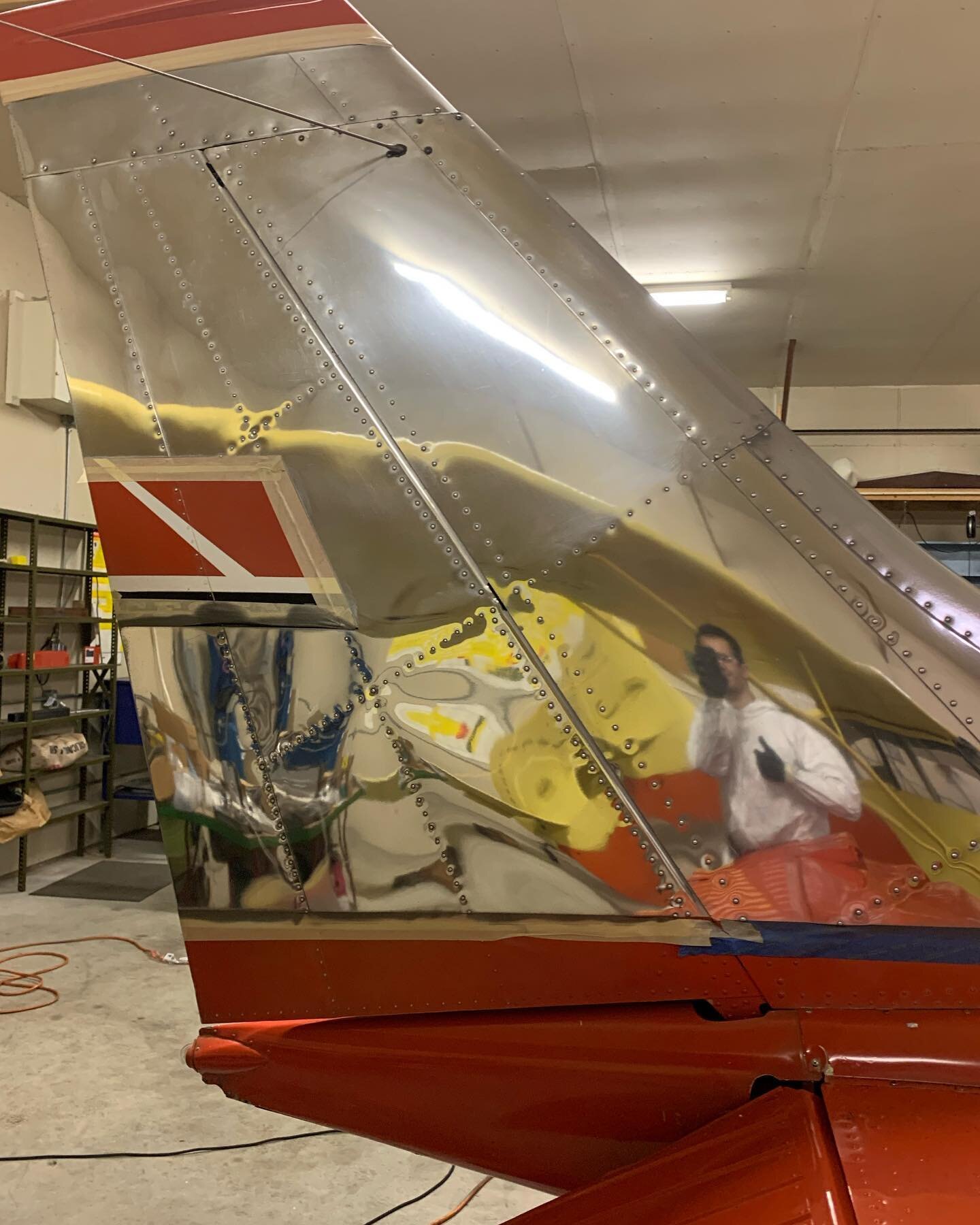 Lower third is polished. Top is still dull. 

This detail is brought to you by the fine folks at the 3M masking tape division. 

#loveyourplaneagain #cessna @3m @nuvitechemical