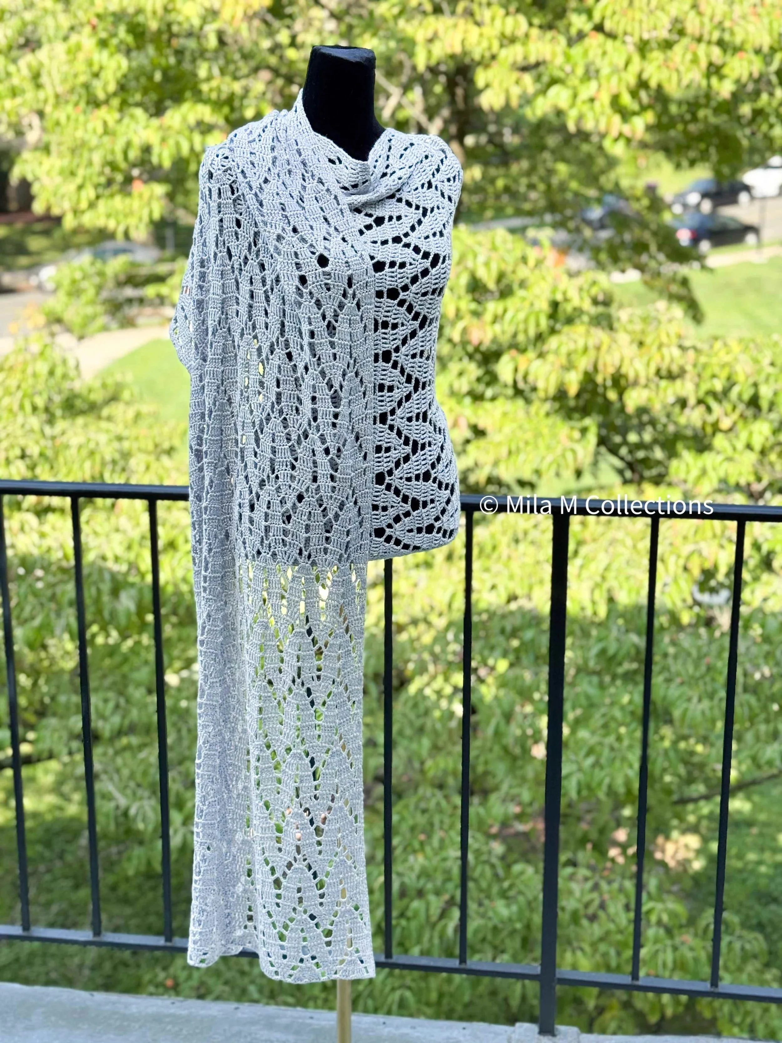 Silver Lace Shawl by Mila M Collections