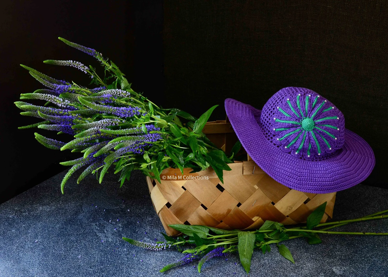 Purple Crochet Hat with Flower — Mila M Collections
