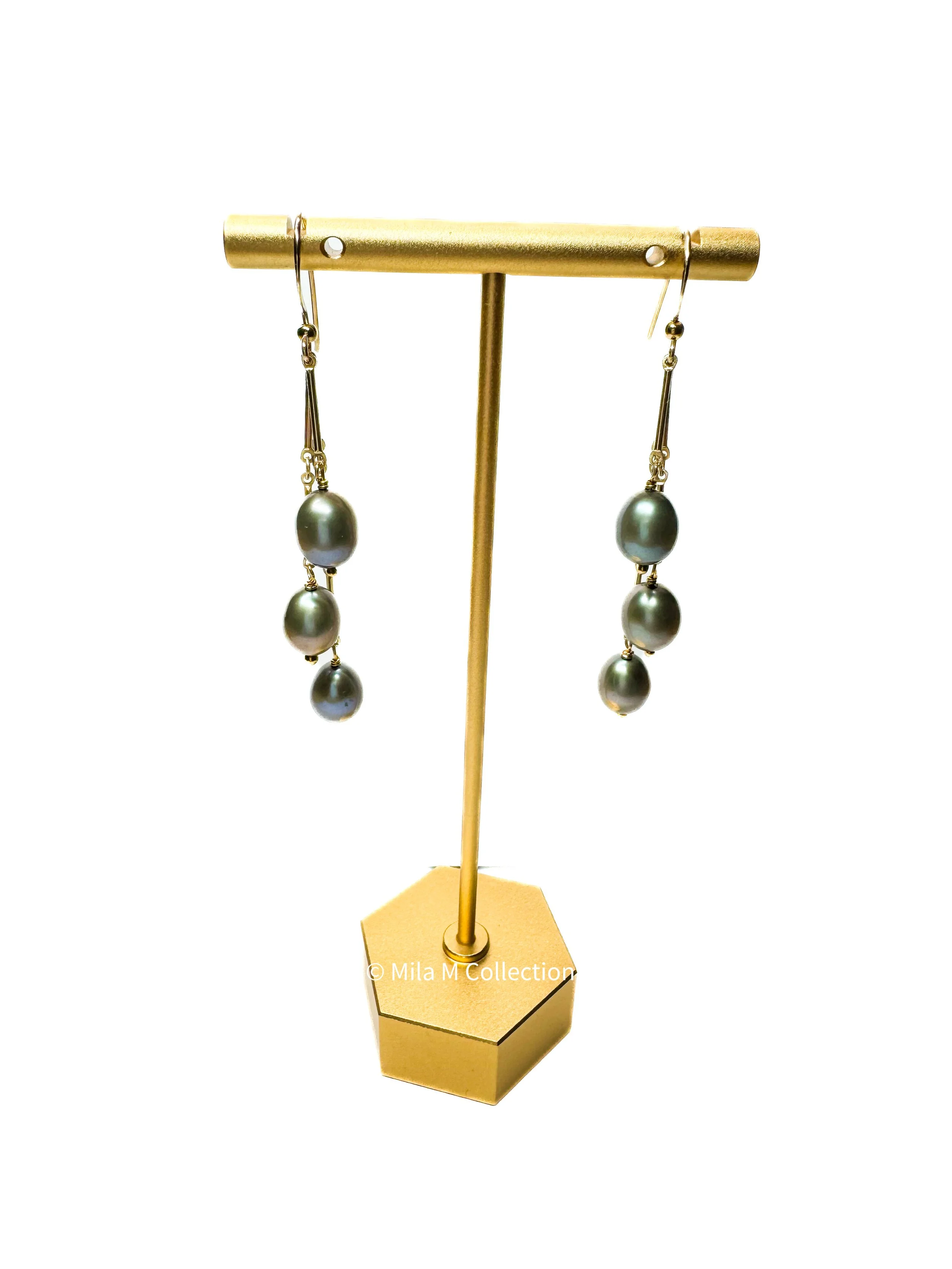 Gray Pearls on Golden Chain by Mila M Collections.JPEG