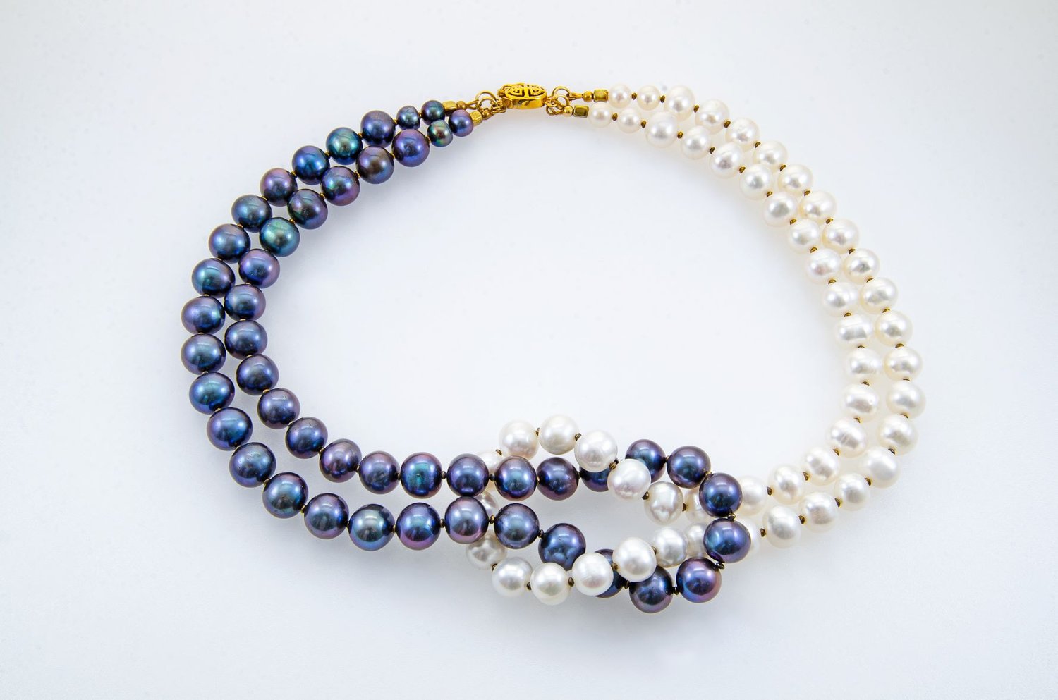 Black and White Freshwater Pearl Knot Necklace — Mila M Collections