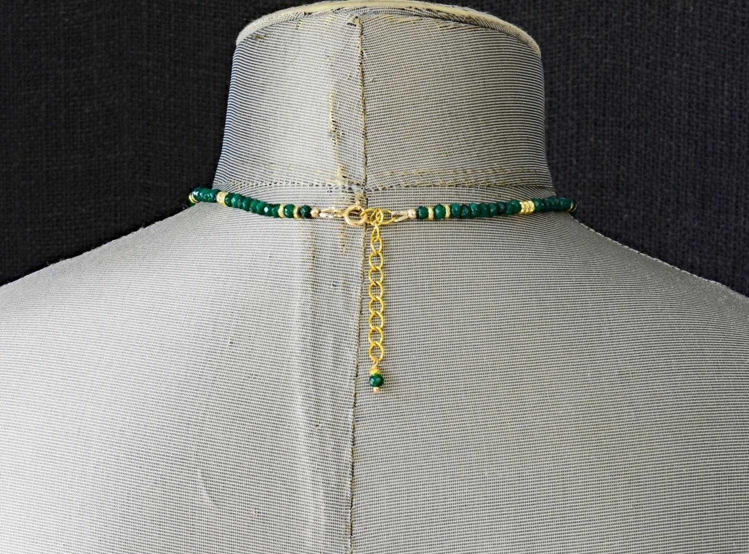 Chalcedony Pendant on Faceted Green Jade Necklace by Mila M Collections https://www.milamcollections.com